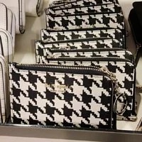 [S] KATE SPADE K9154 DARCY HOUNDSTOOTH PRT MEDIUM L-ZIP CARD HOLDER,BLACK MULTI, 196021116780 (SKS300)