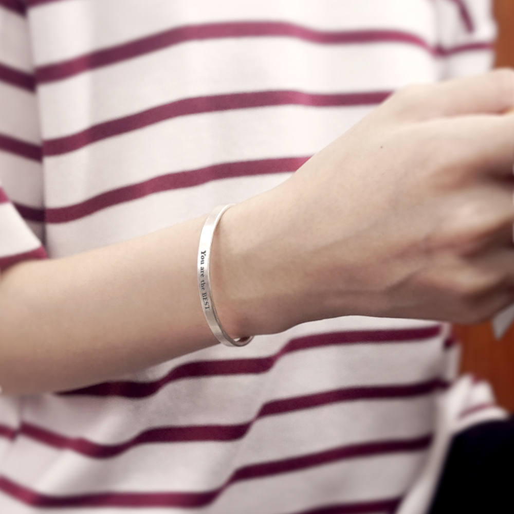 品牌經典純銀手環 小款-霧面設計 刻字訂製手環