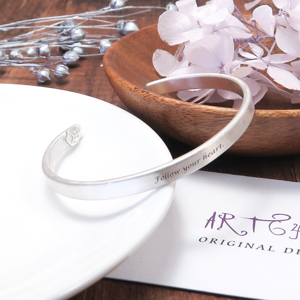 品牌經典純銀手環 小款-霧面設計 刻字訂製手環