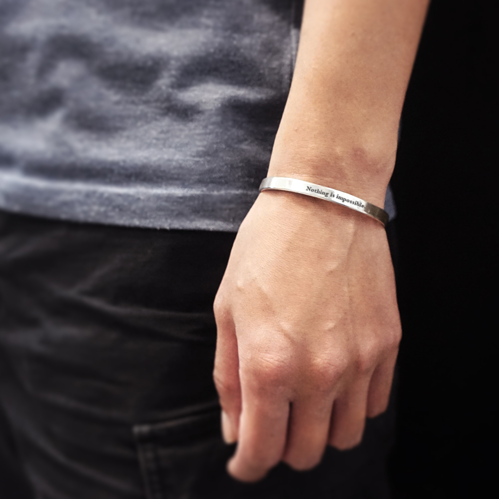 品牌經典純銀手環 大款-亮面設計 刻字訂製手環