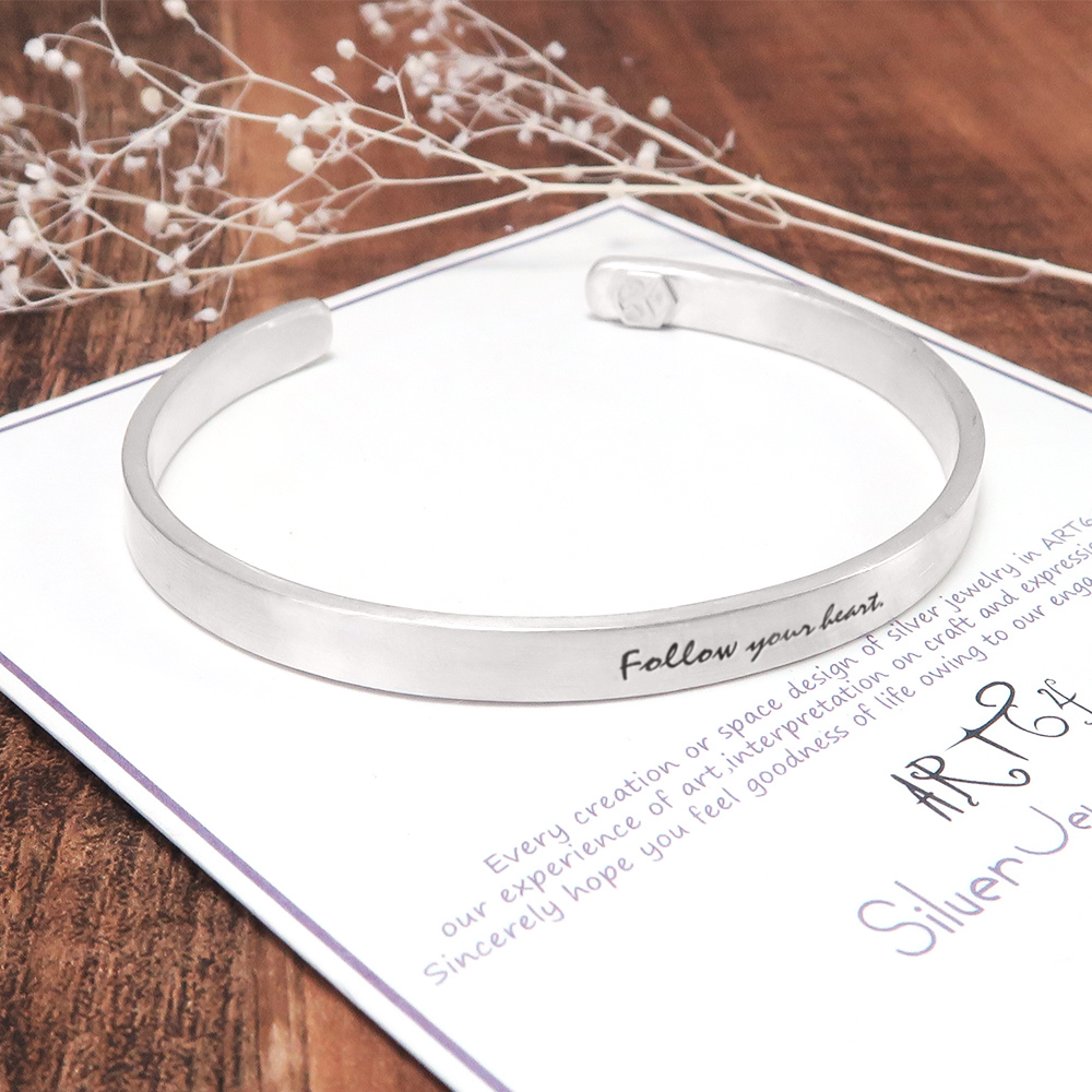 品牌經典純銀手環 大款-霧面設計 刻字訂製手環