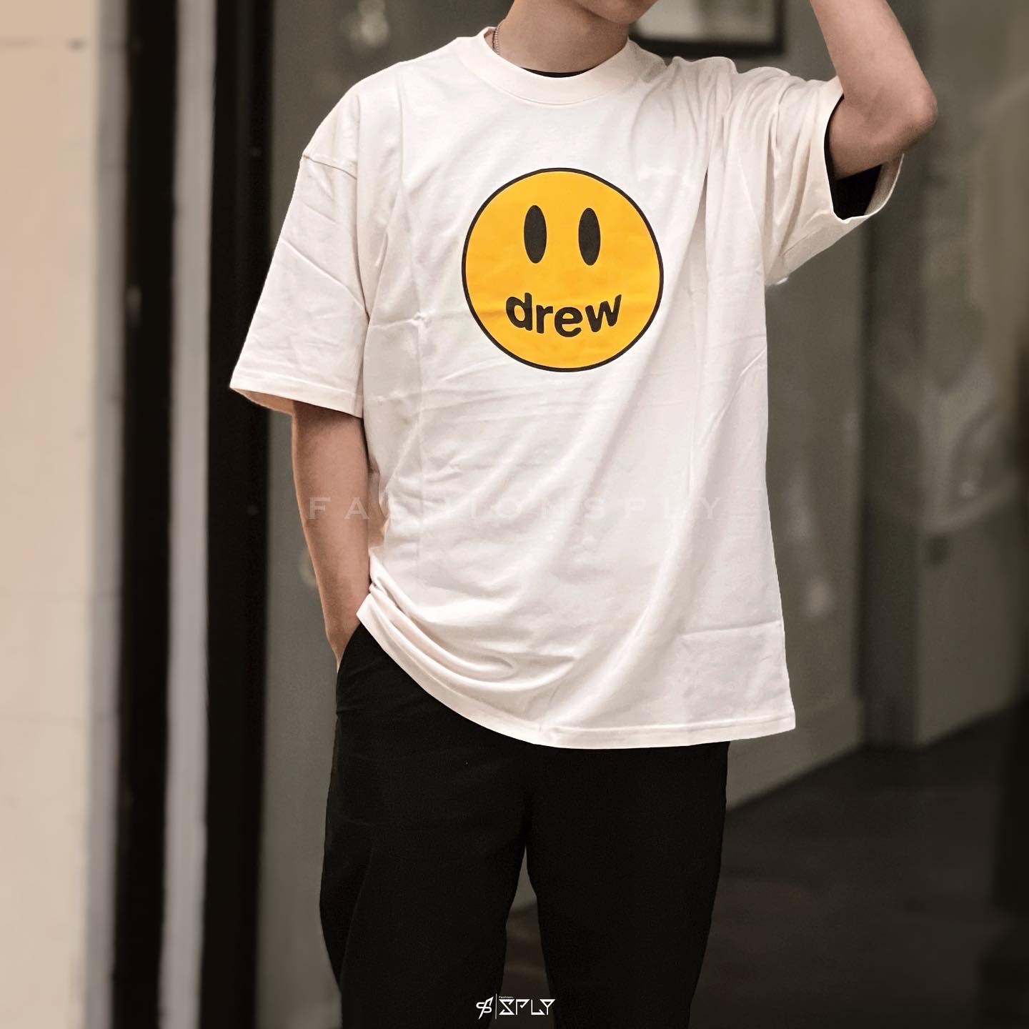 Drew house FW22 mascot ss tee cream 笑臉奶油白