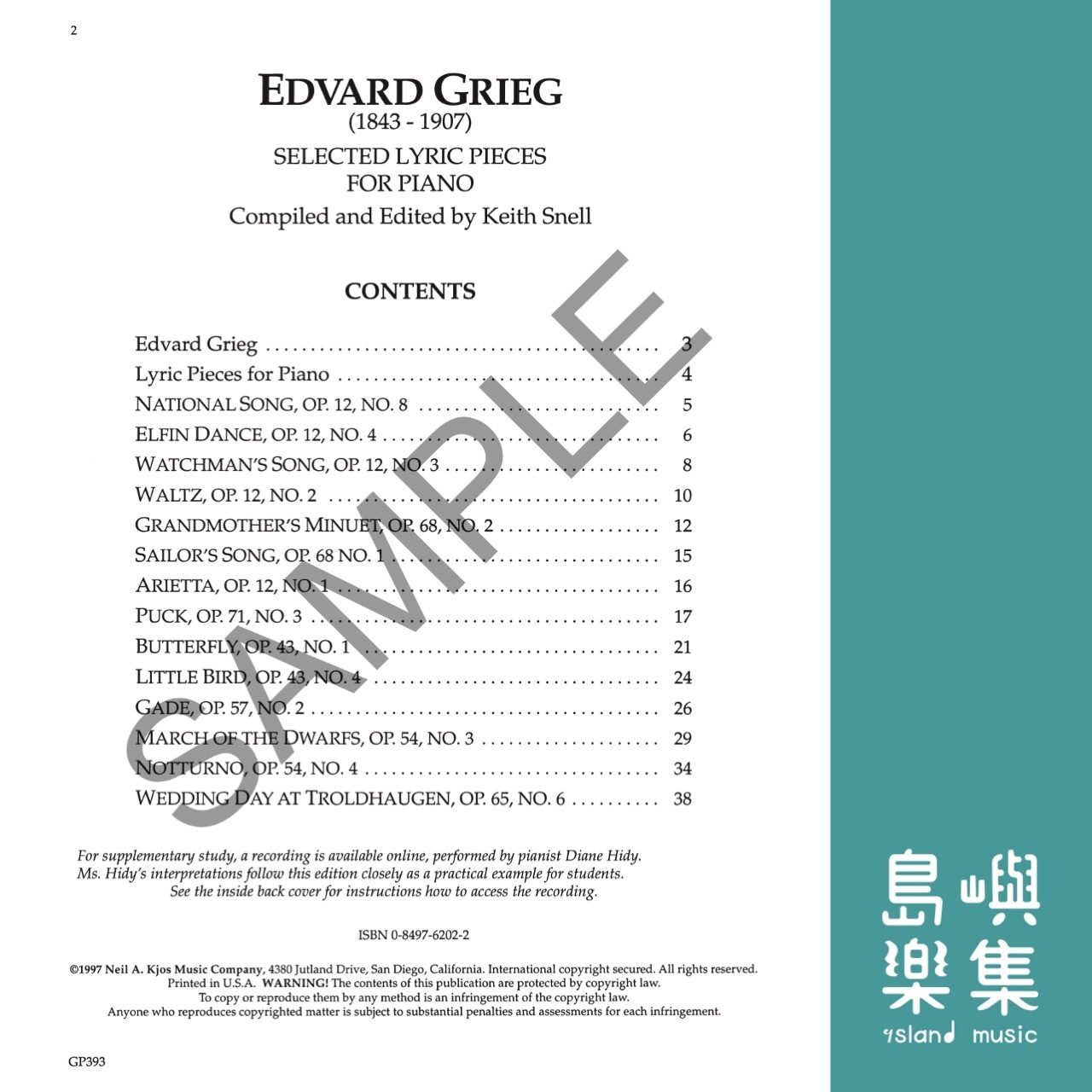 葛利格 抒情小曲集選曲 （英文版）