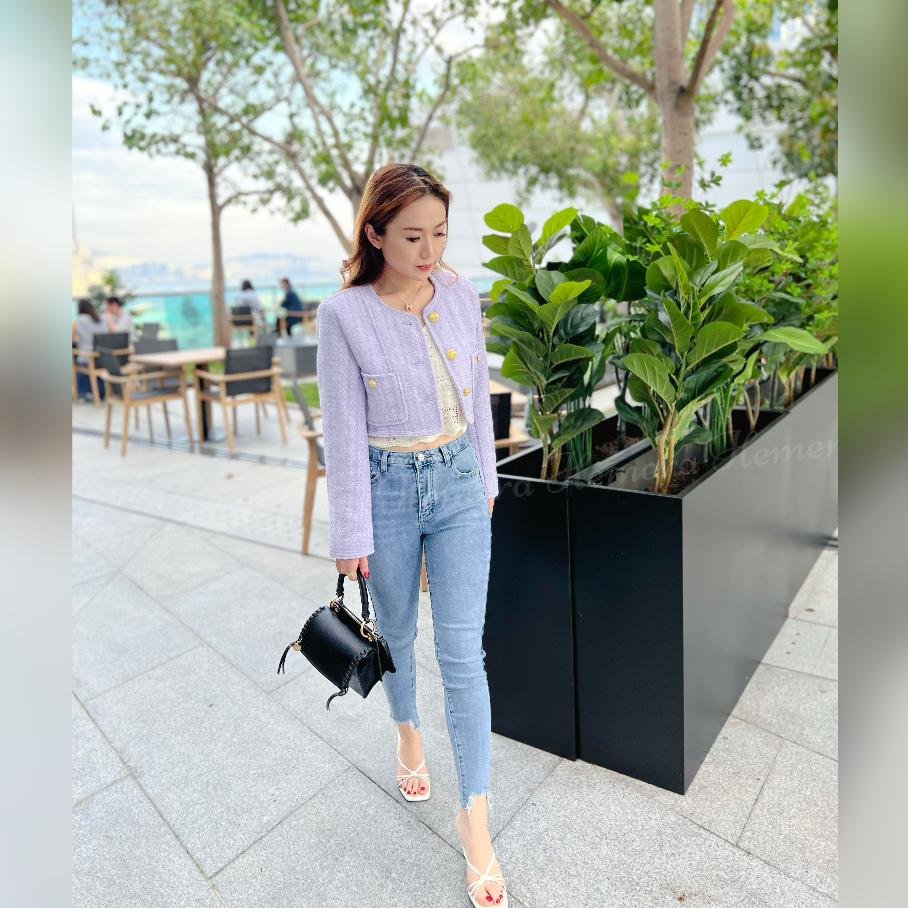 COCO STYLE Tweed料短版金鈕扣外套 JK22S1026