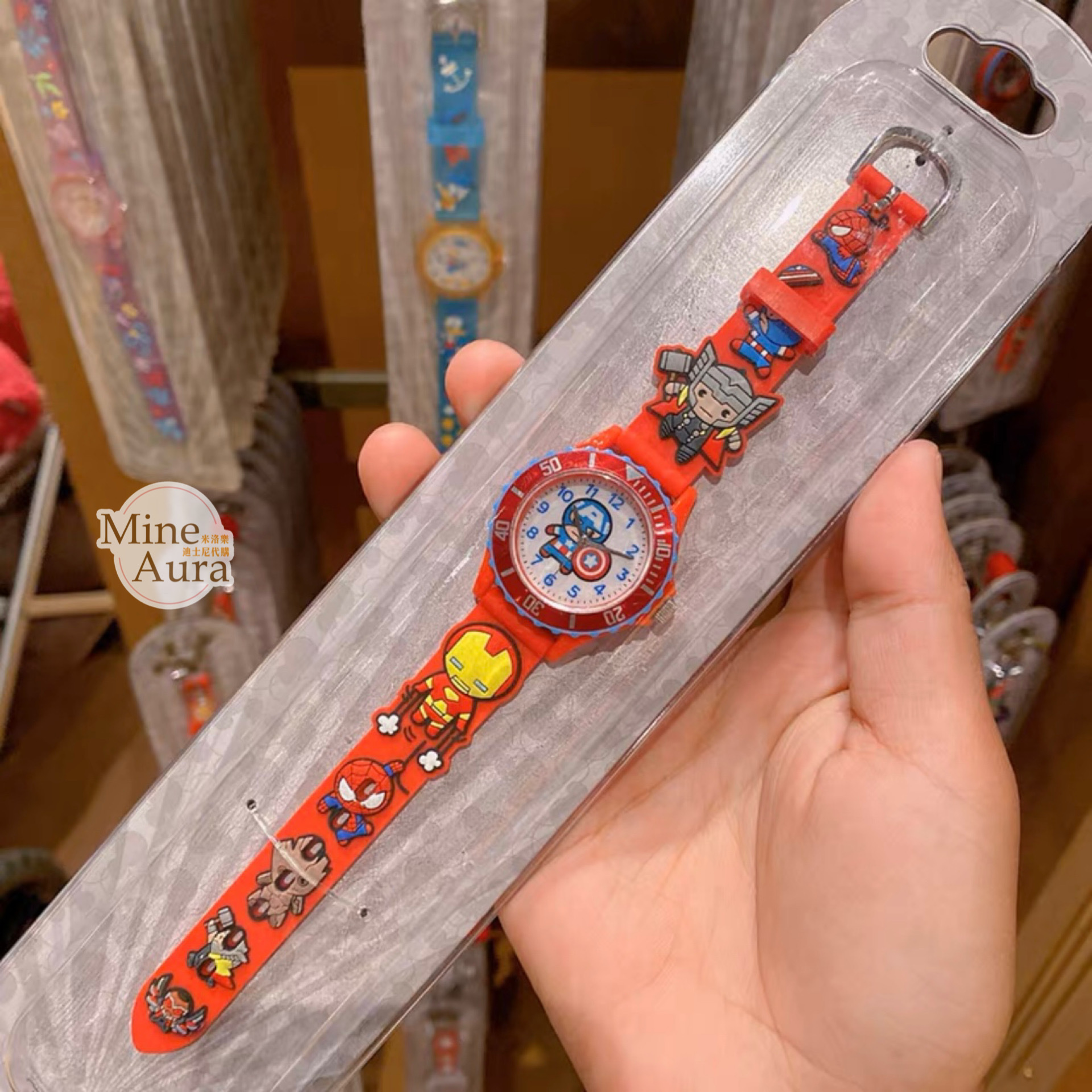 漫威英雄 Marvel 紅色錶帶 兒童 手錶 蜘蛛人 鋼鐵人 美國隊長 雷神索爾 -上海迪士尼樂園