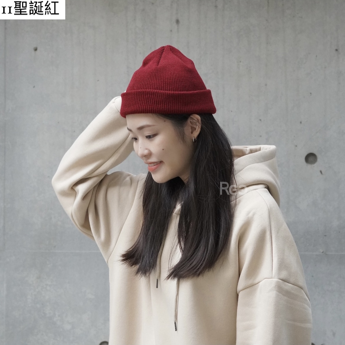 韓國針織毛帽聖誕紅實穿照