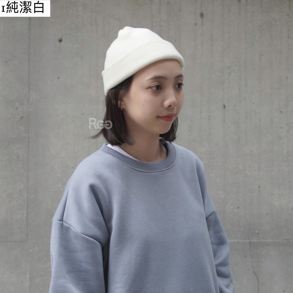 韓國針織毛帽純潔白實穿照