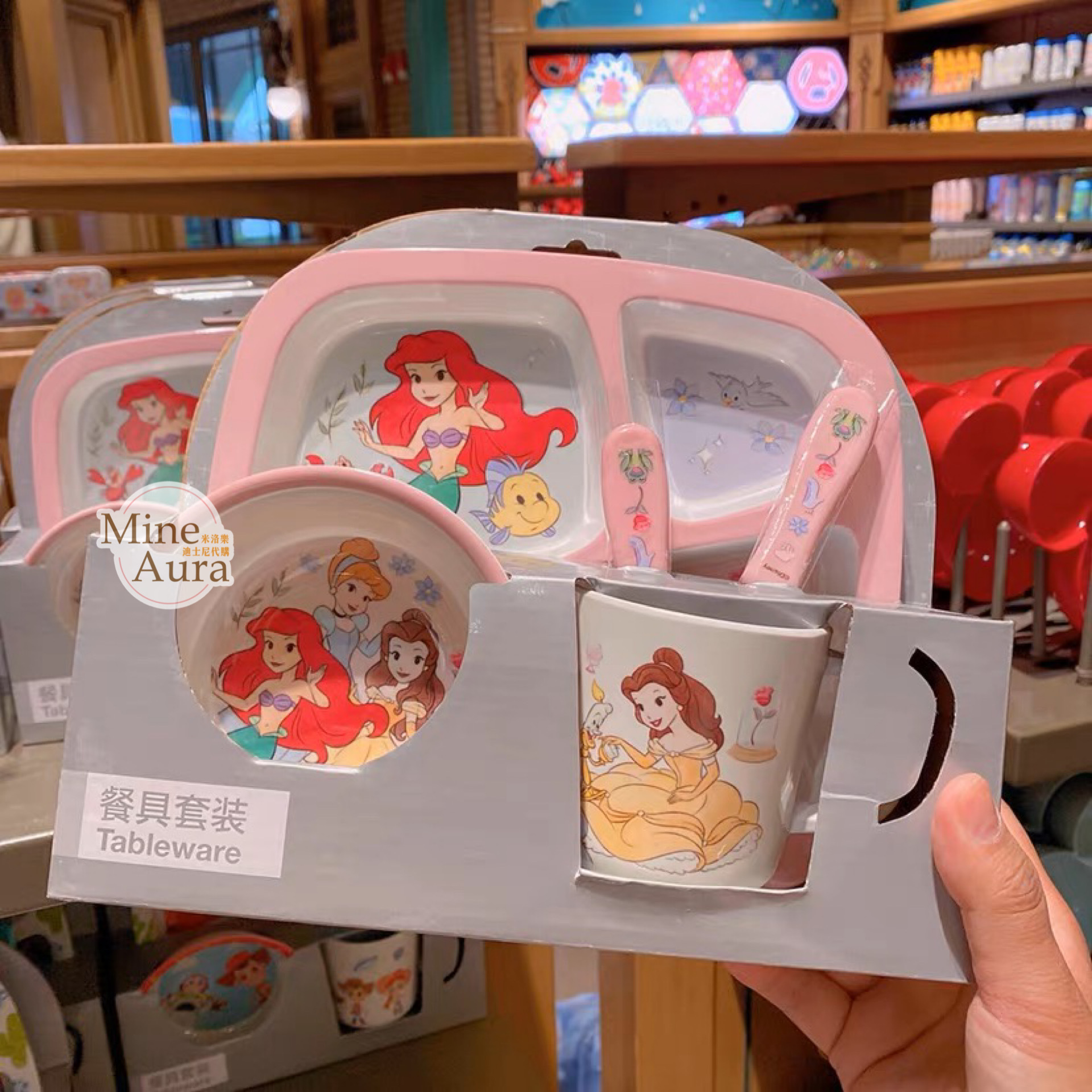 公主集合 兒童餐具組 餐盤 水杯 碗 湯匙 叉子 -上海迪士尼樂園