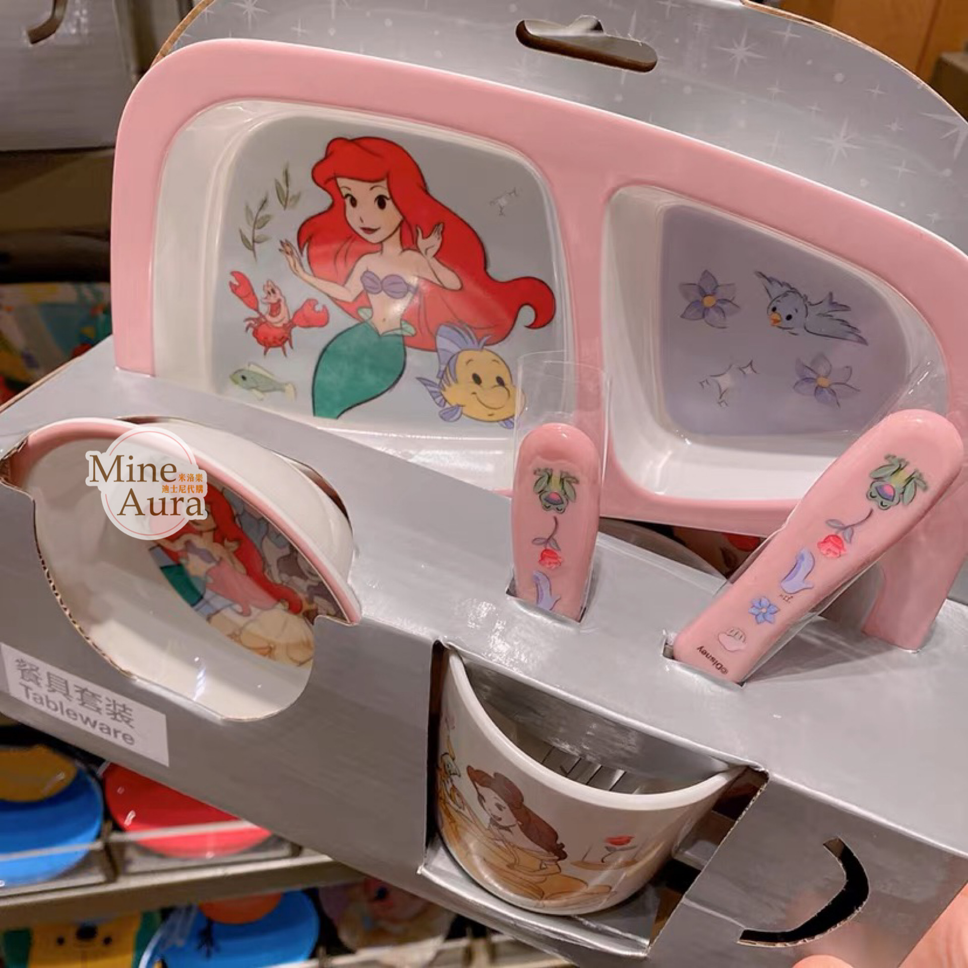 公主集合 兒童餐具組 餐盤 水杯 碗 湯匙 叉子 -上海迪士尼樂園