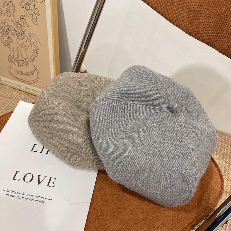 混色毛呢貝雷帽/五色