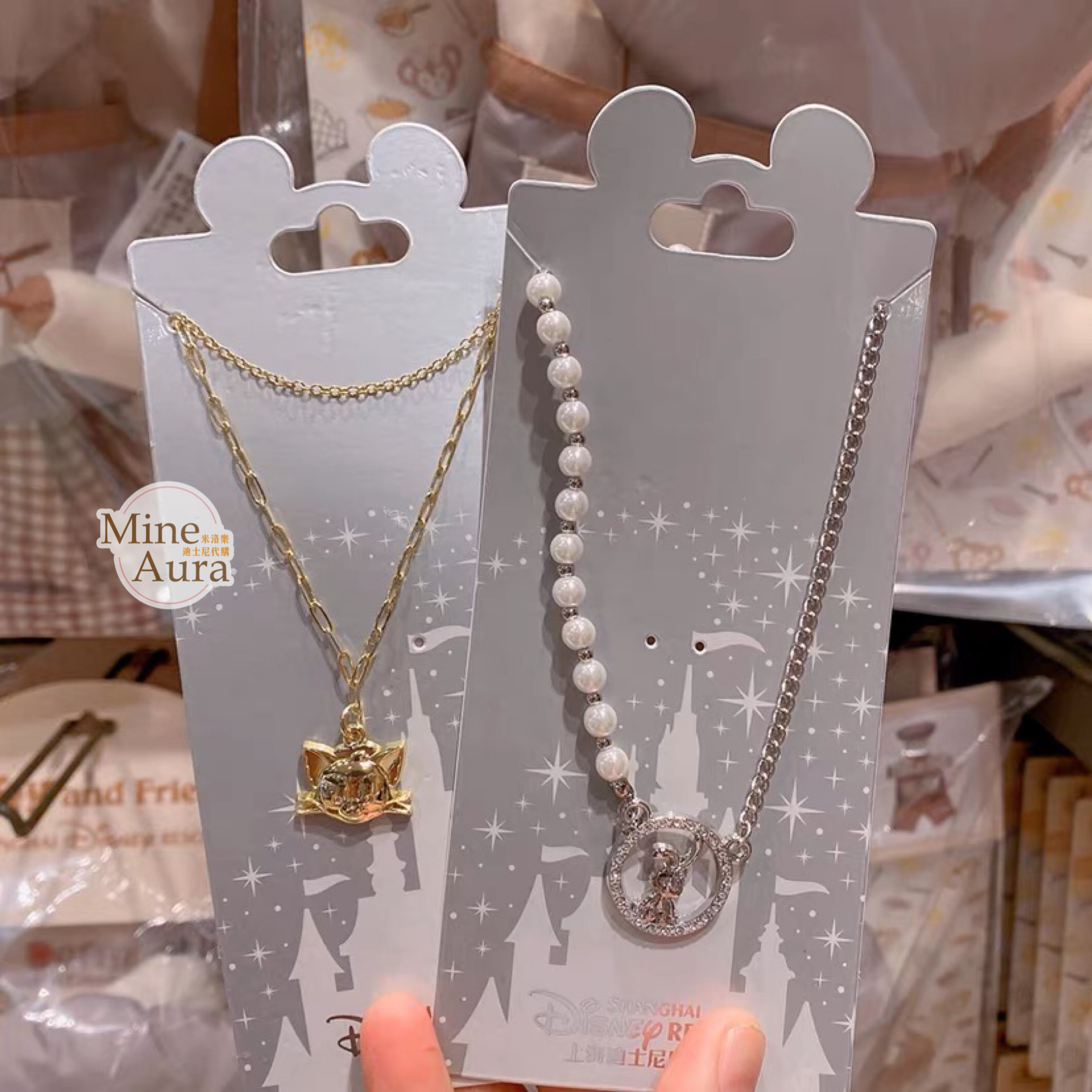 傑拉托尼 畫家貓 Gelatoni 大頭 造型 金色 項鍊 首飾 -上海迪士尼樂園