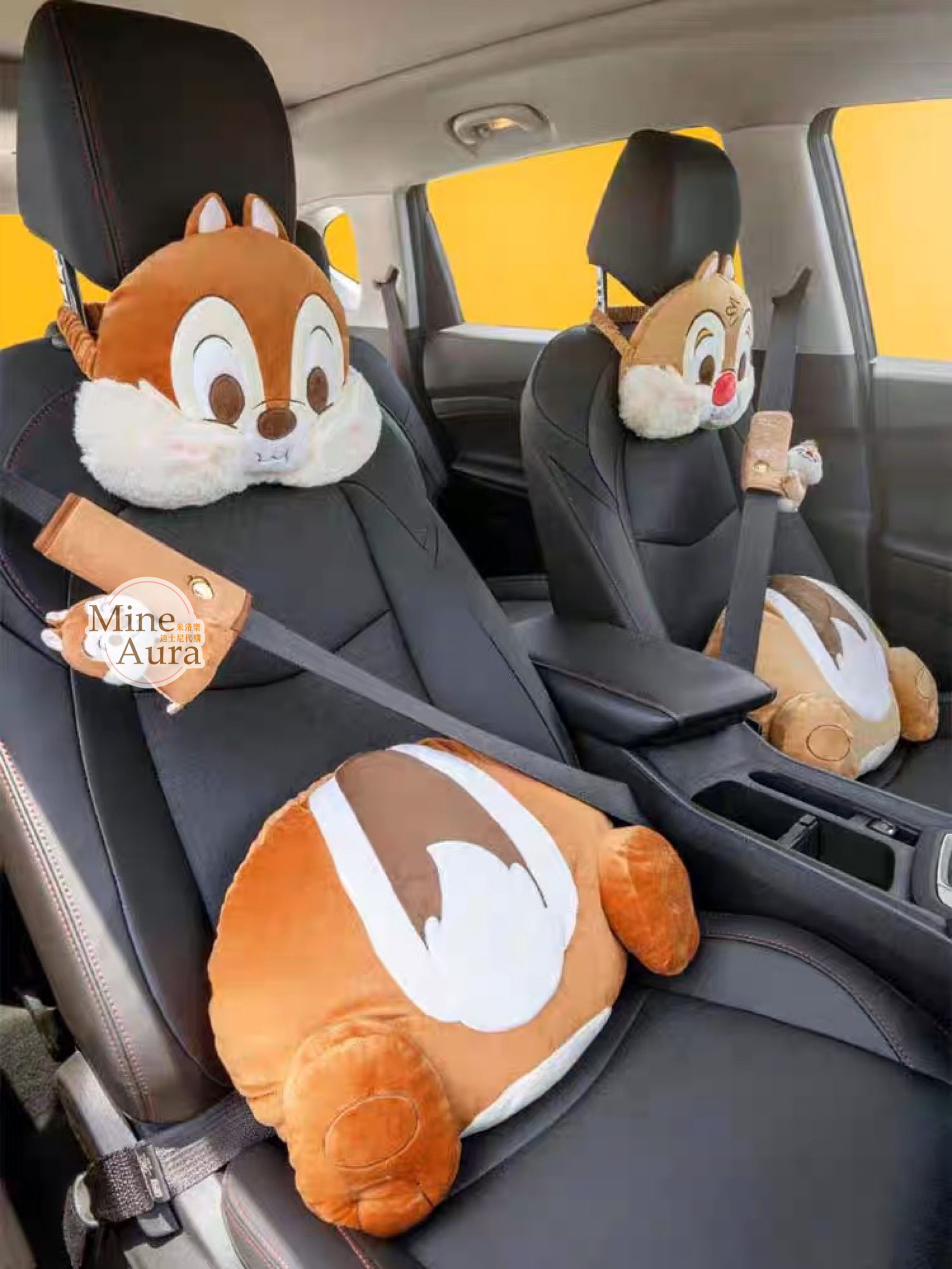 黑鼻 奇奇 Chip 腰墊 頸枕靠墊組 汽車用品 奇奇蒂蒂 Chip 'n Dale -上海迪士尼樂園