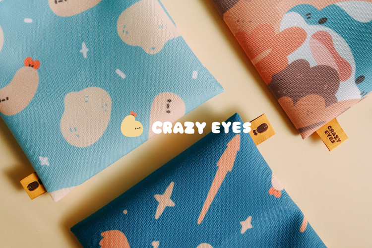 Crazy eyes 瘋狂眼珠｜束口袋｜炸蝦隕星