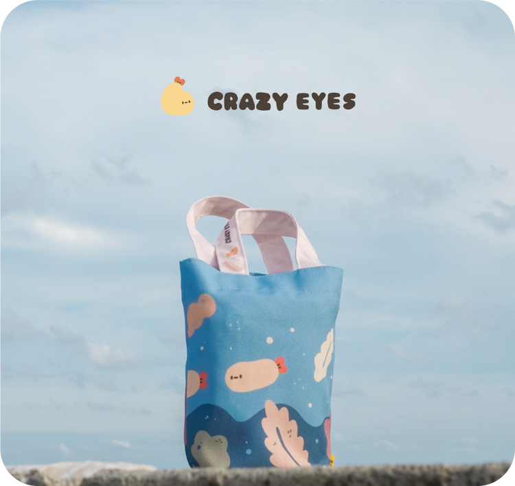 Crazy eyes 瘋狂眼珠｜飲料提袋｜夜色的炸蝦