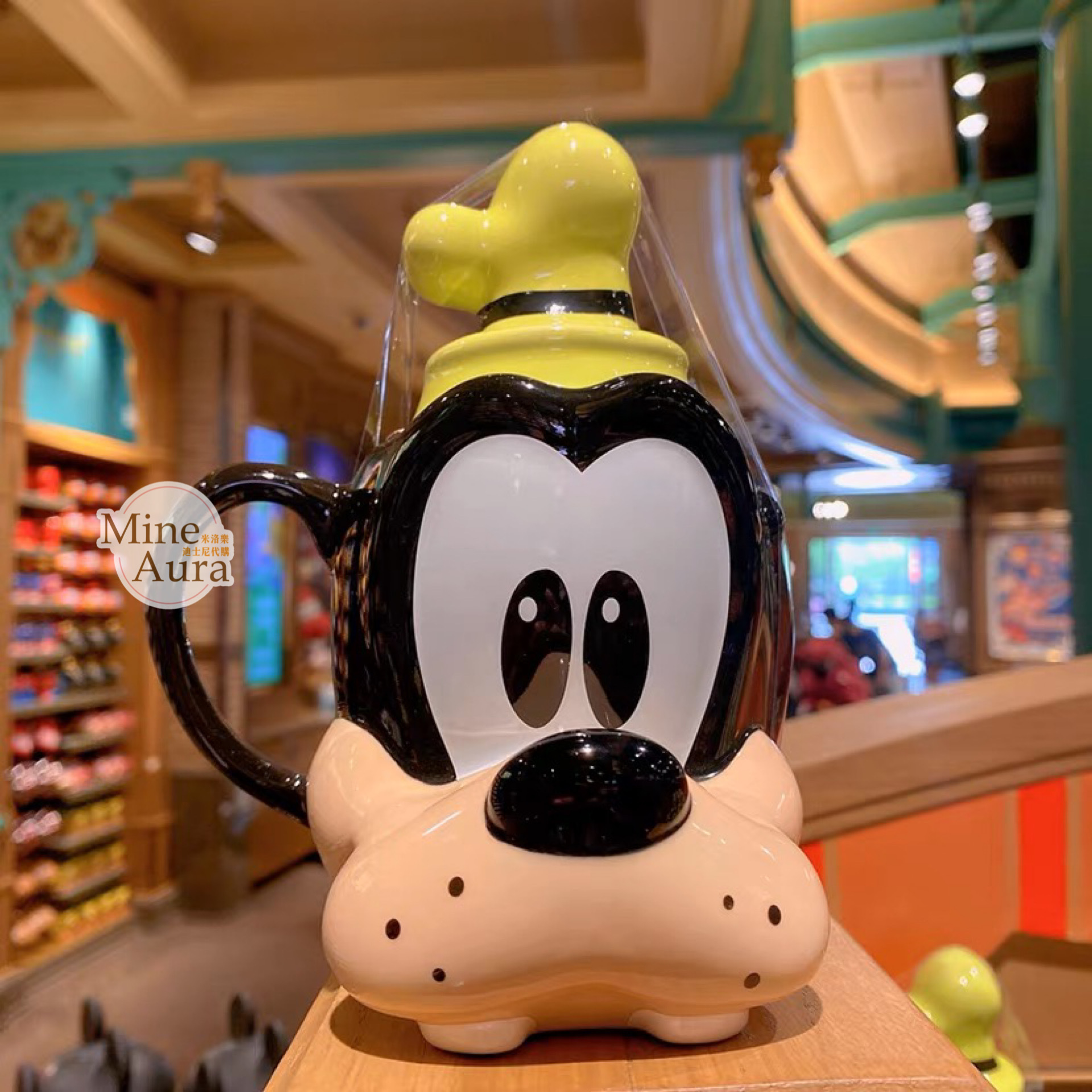 高飛狗 Goofy 大頭造型 附蓋 馬克杯 水杯 -上海迪士尼樂園