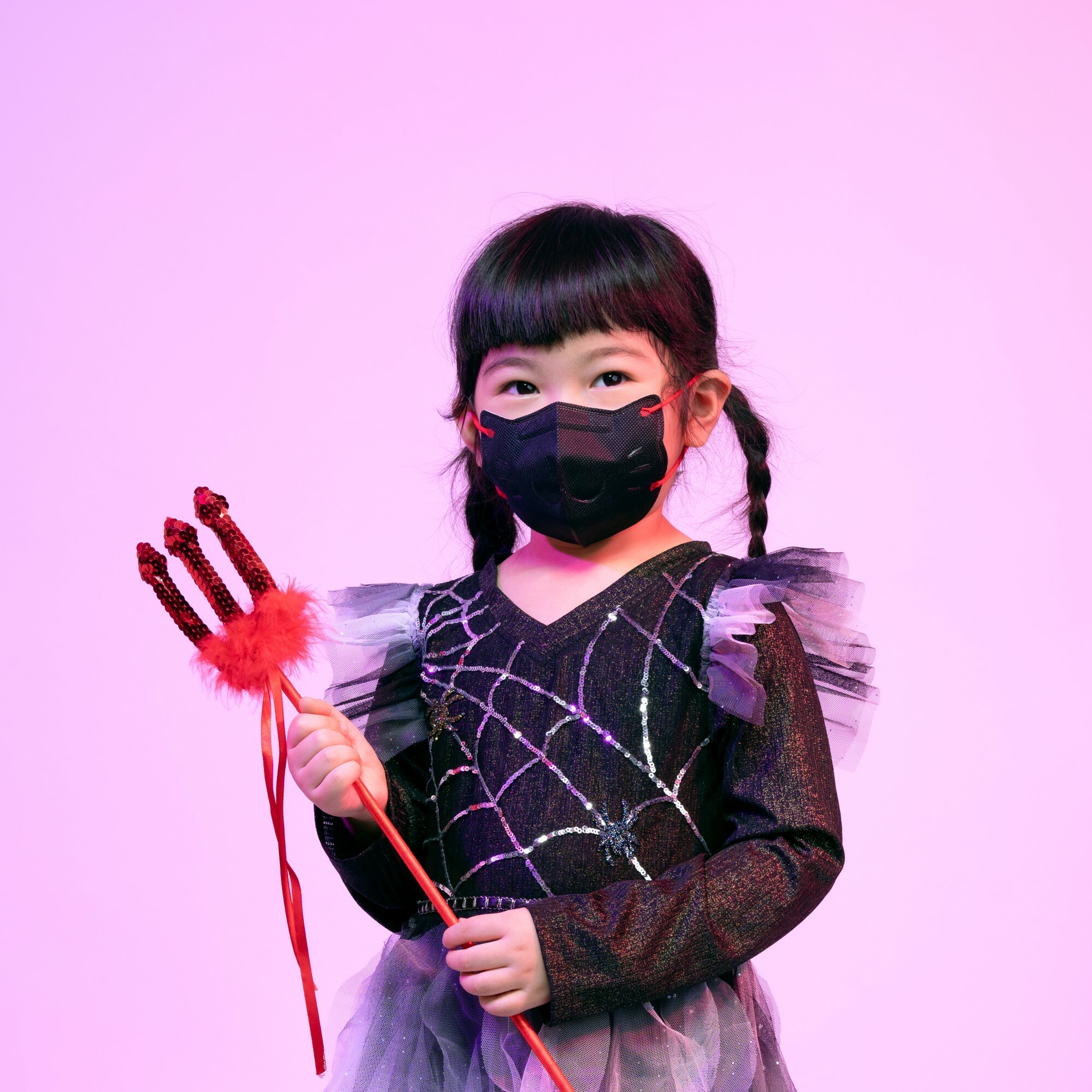 *KS 兒童細碼* SAVEWO 3DMEOW 救世立體喵兒童防護口罩 黑色特別版「吸血鬼小狼」(30片獨立包裝/盒) (2-6歲幼年)