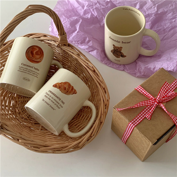 《1214》INS奶油色復古馬克咖啡杯350ml