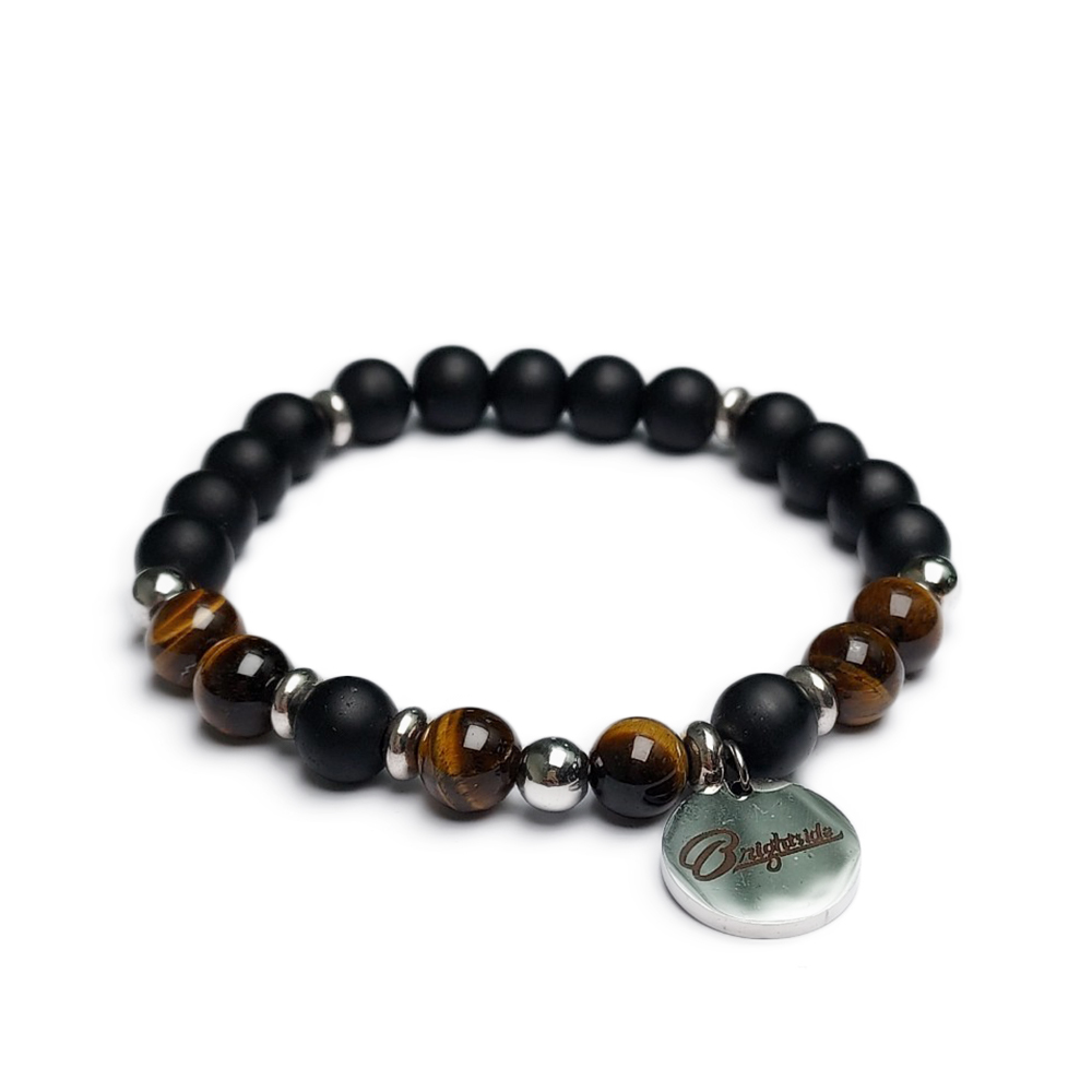 Brightside ® 虎眼瑪瑙串珠手鍊（附贈LOGO吊牌可拆裝）