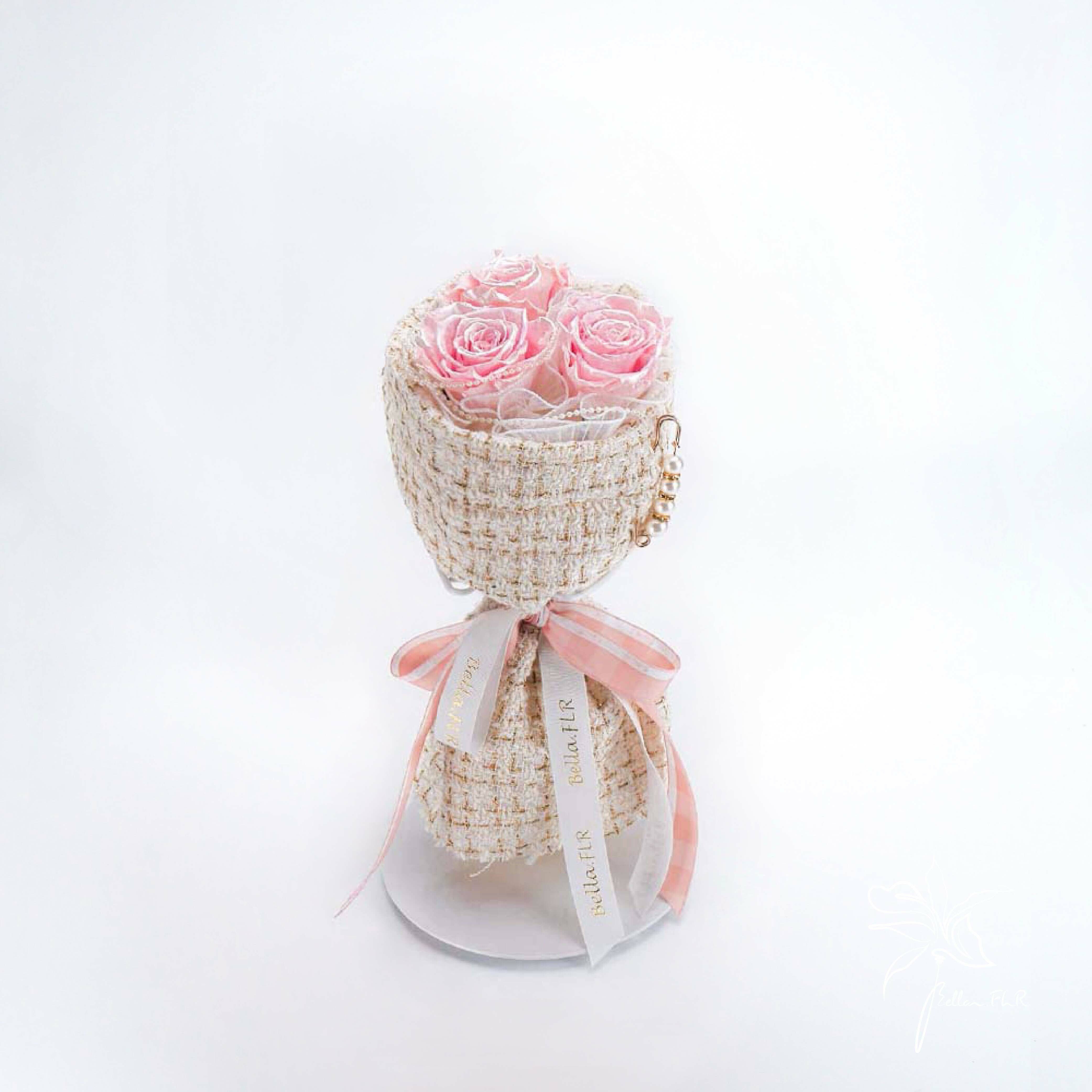 【就喜歡你香香的】3朵永生玫瑰花束-銀粉玫瑰