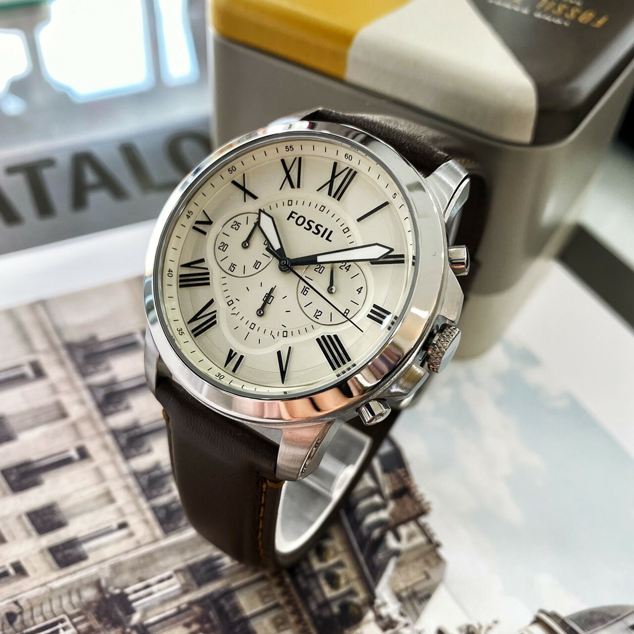 【Fossil】Grant 系列 羅馬時標計時腕錶FS4735IE 44mm   現代鐘錶