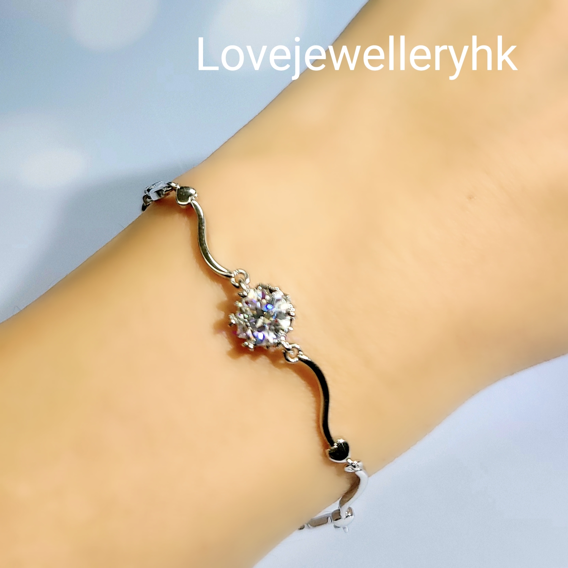 波浪型莫桑鑽手鍊   B1C019