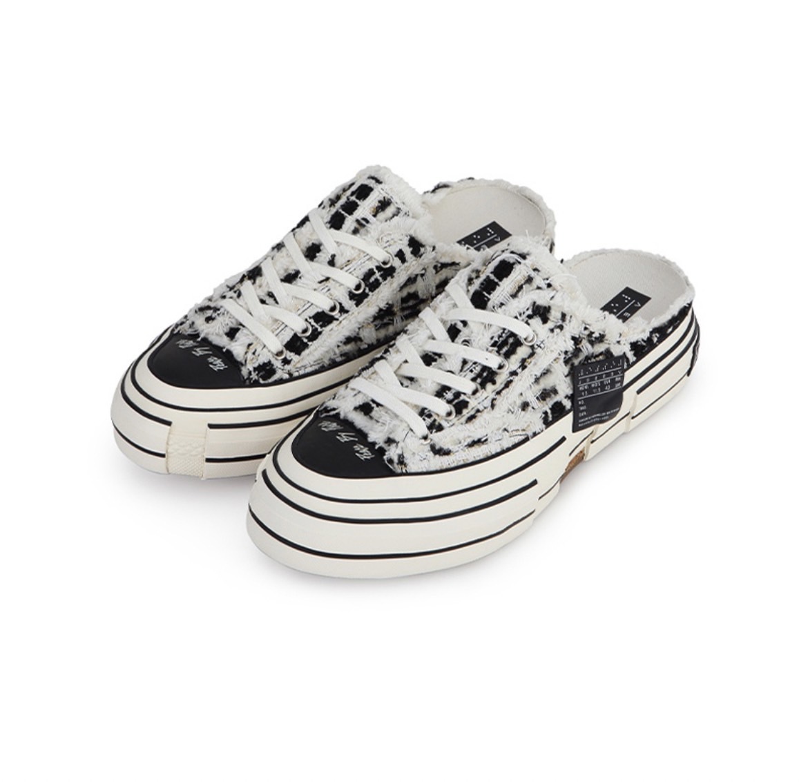 xVESSEL G.O.P. Slip On "Mixed Tweed" 小香風 黑白 黑標 穆勒拖