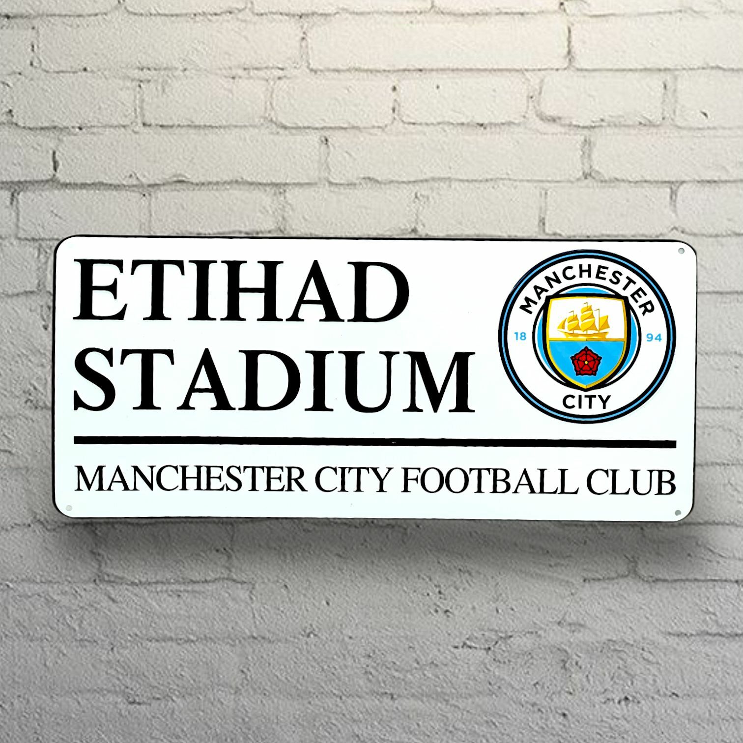 曼城白色伊蒂哈德球場金屬路牌
