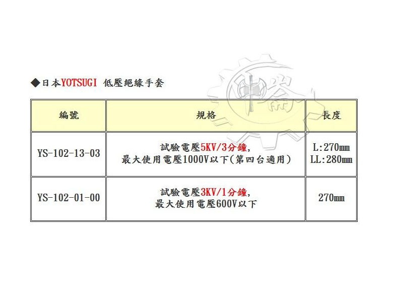 ＊中崙五金【附發票】( 日本製 ) YOTSUGI 低壓絕緣手套 試驗電壓5KV/3分鐘 YS-102-13-03