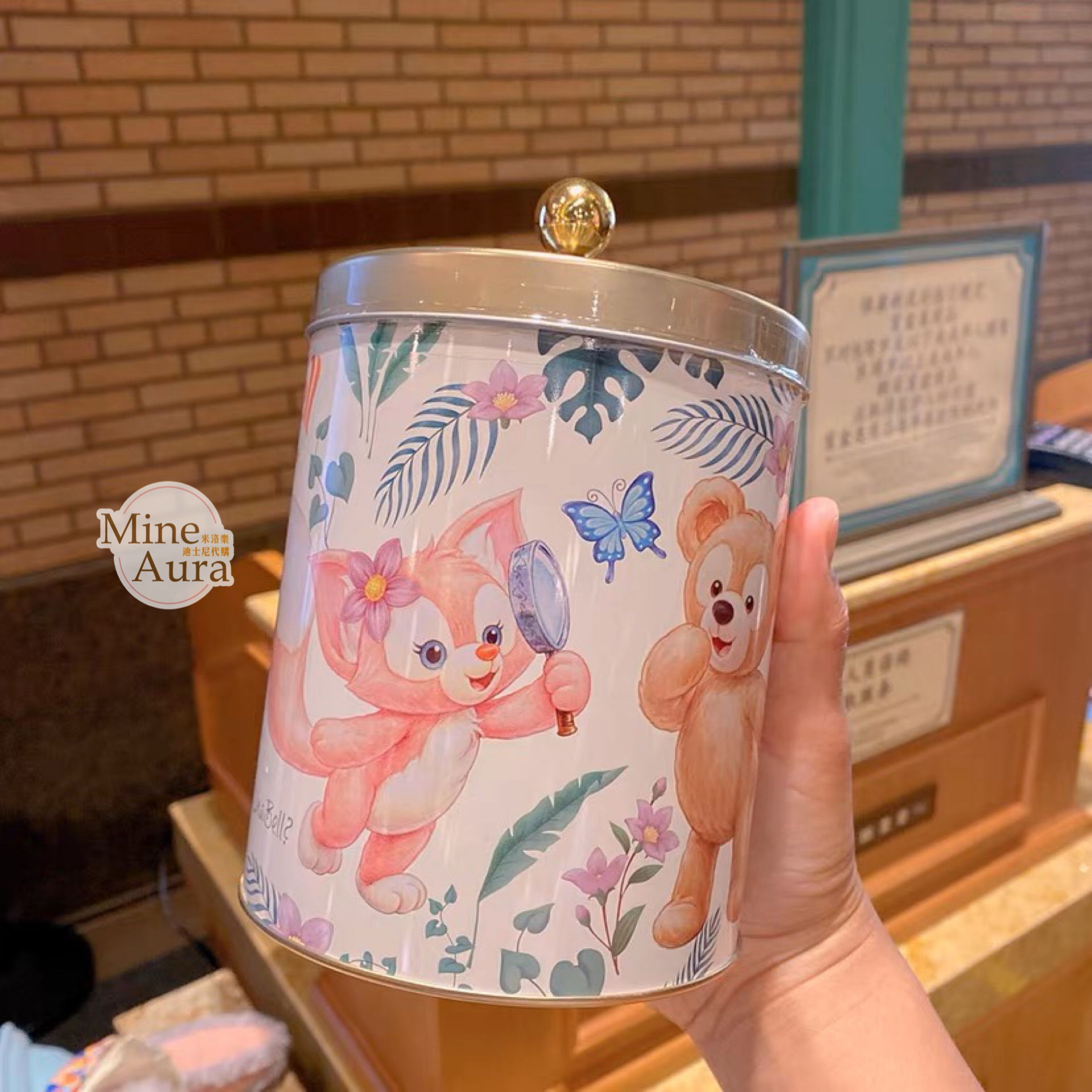 達菲 Duffy 玲娜貝兒 Lina bell 金蓋圓桶鐵罐 鐵盒 (無附餅乾) -上海迪士尼樂園