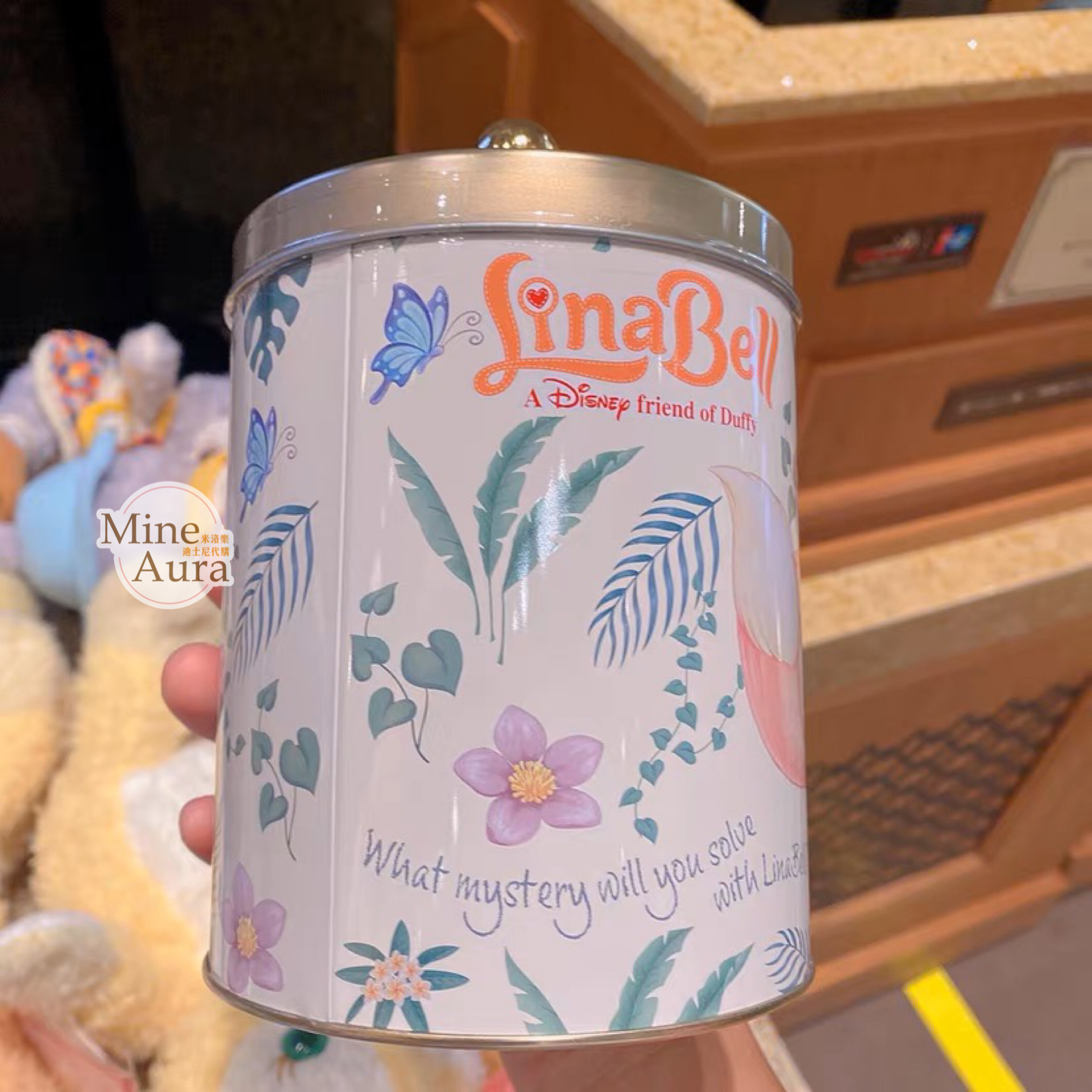 達菲 Duffy 玲娜貝兒 Lina bell 金蓋圓桶鐵罐 鐵盒 (無附餅乾) -上海迪士尼樂園