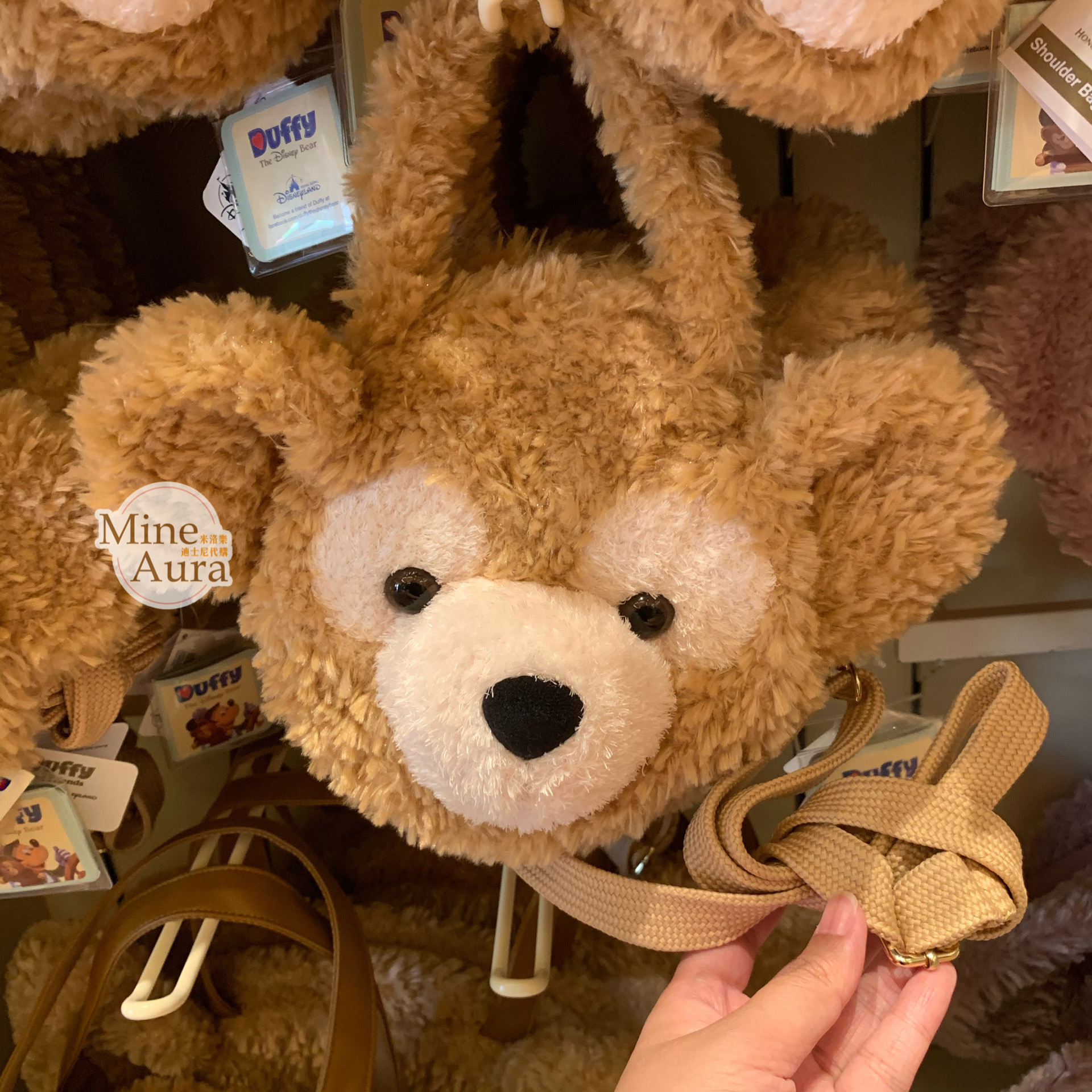 達菲 Duffy 大頭 絨毛 2way 手提包 斜背包 兩用 -香港迪士尼樂園