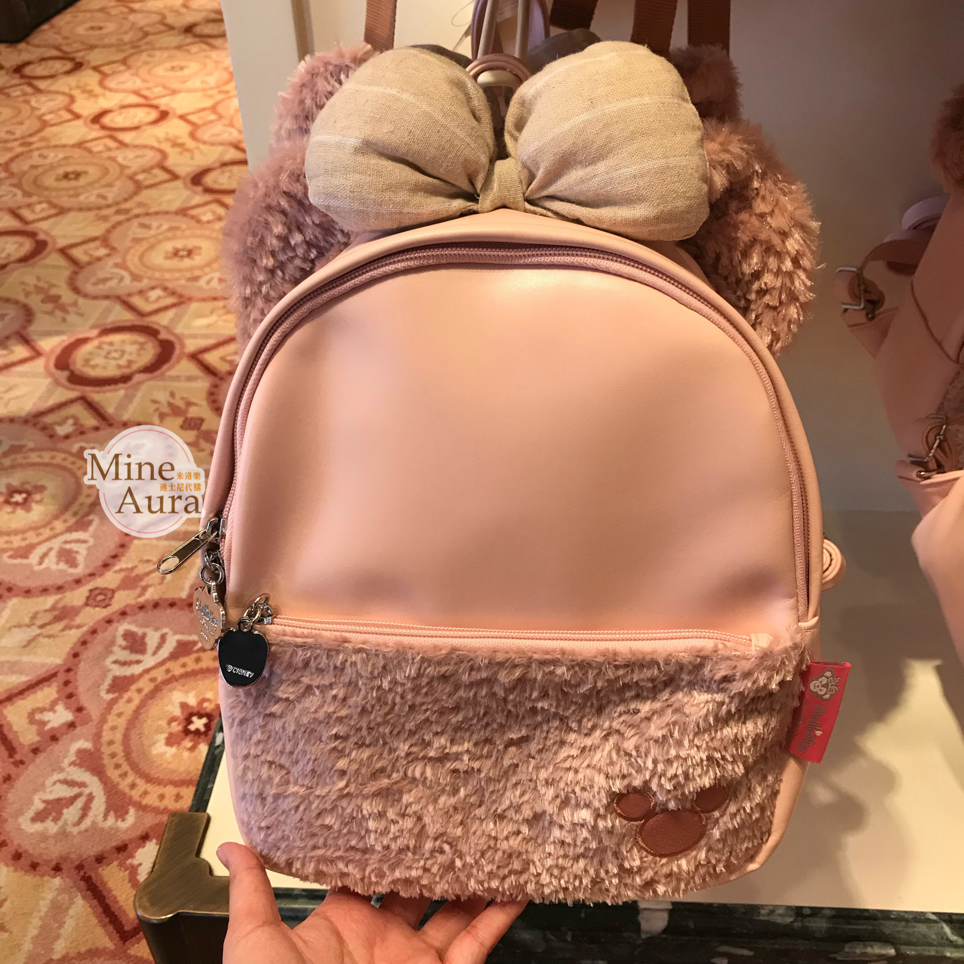 雪莉玫 ShellieMay 絨毛立體耳朵 造型 後背包 雙肩包 -香港迪士尼樂園