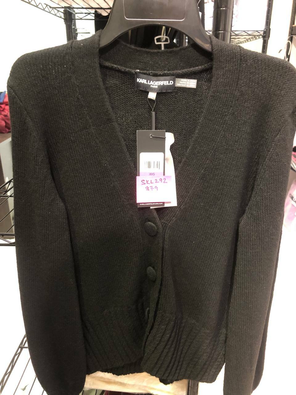 [S] KARL LAGERFELD FUZZY KNIT CARDIGAN,BLACK, L1ZSS726-BLK, FINAL SALE (SKL292)