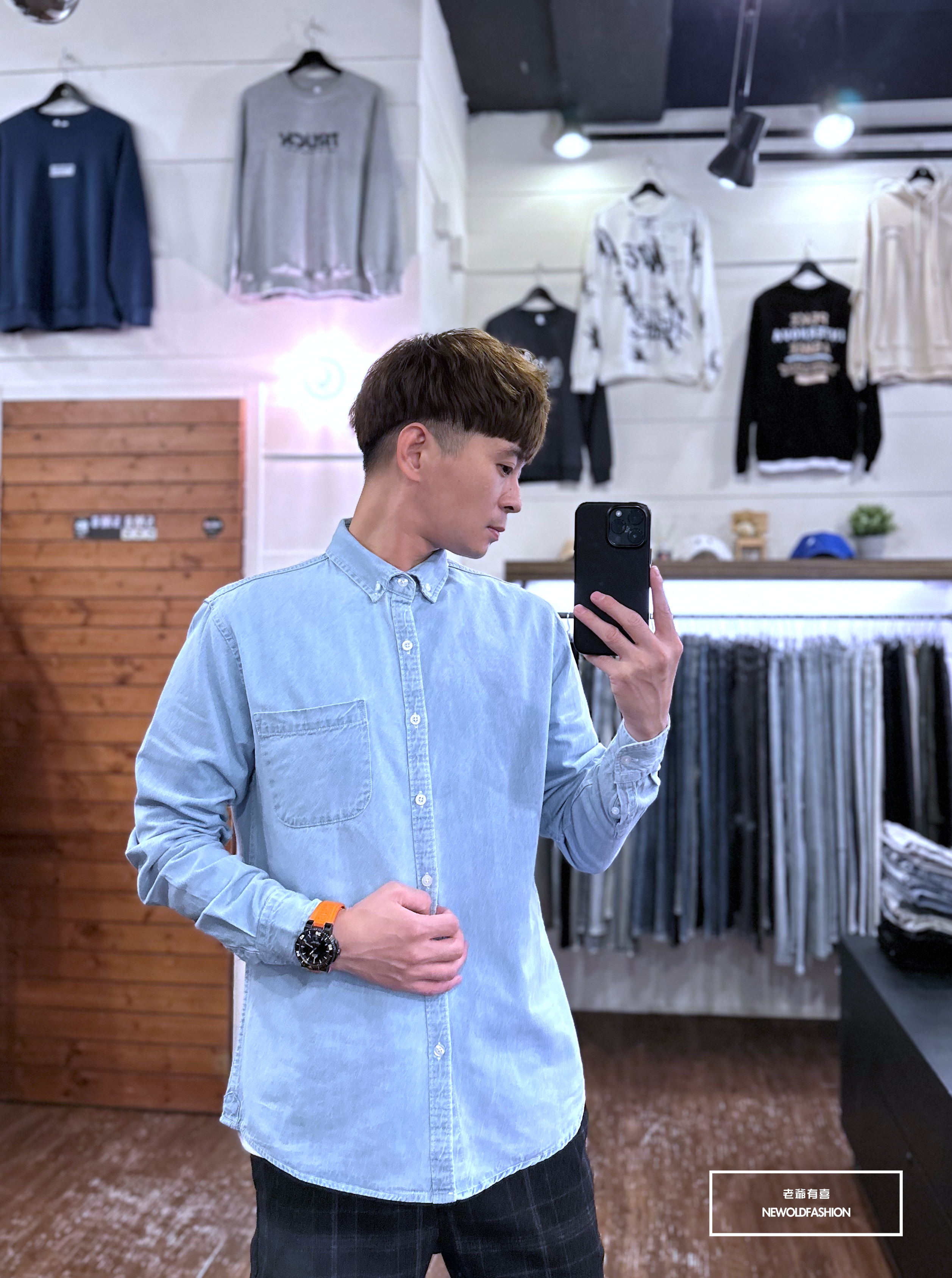 『新品上市』重磅丹寧口袋牛仔襯衫-淺藍(NOF2209B8821)