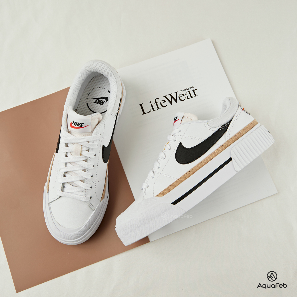Nike Court Legacy Lift 女 白 厚底 解構 接拼 休閒鞋 DM7590-100