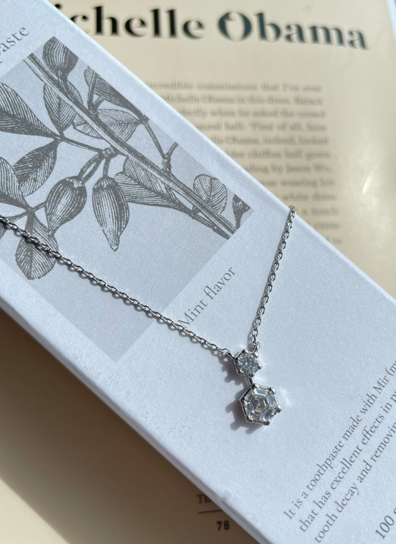 《現正分手中》雙六角項鍊 [ 銀色 / 抗過敏 ]