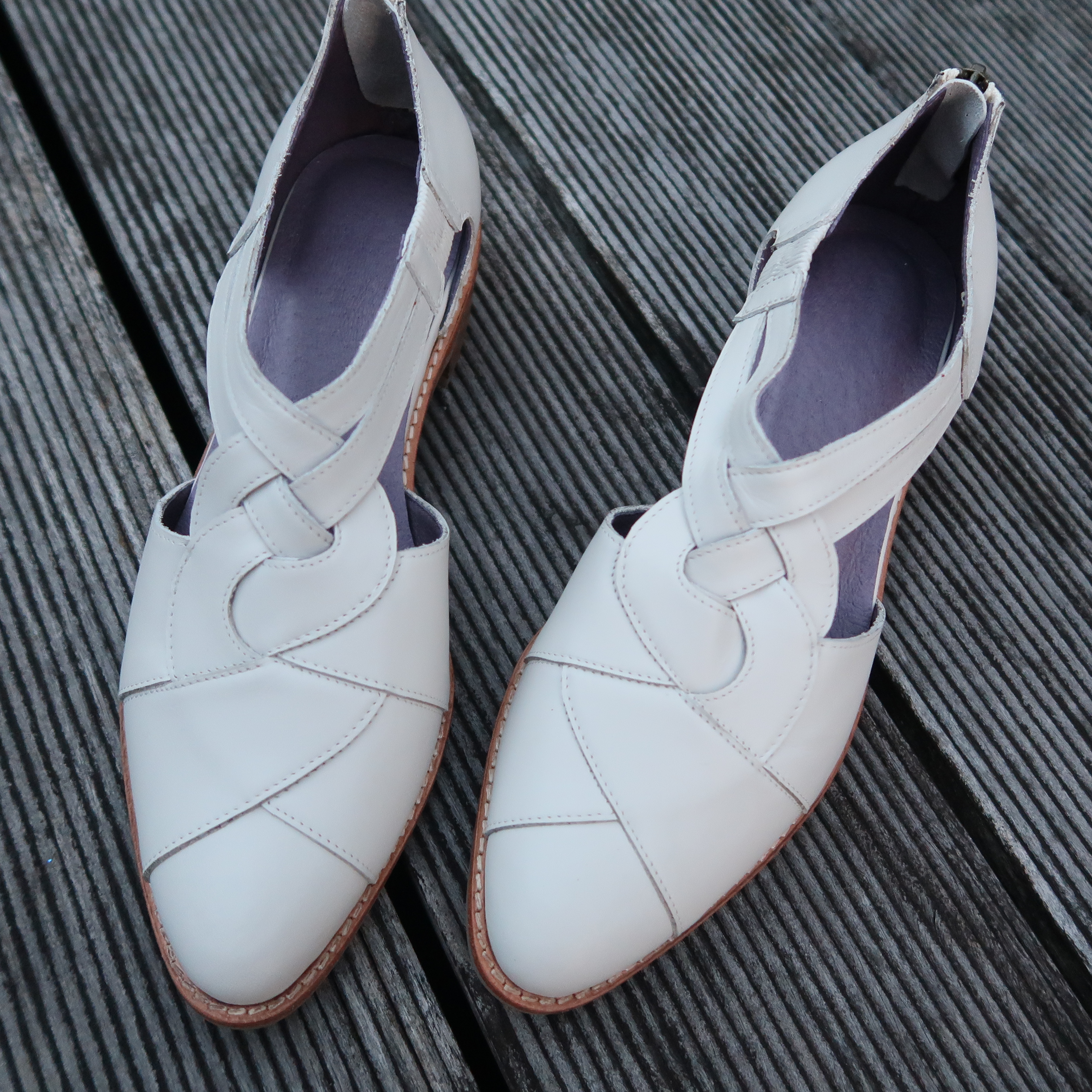 【復古年代】MIT真皮小木跟麻花捲紳士鞋簍空涼鞋平底鞋包鞋