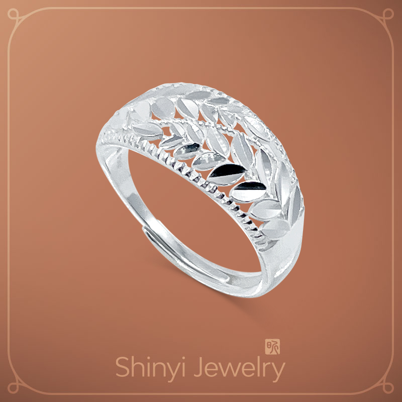 春日盎然寬版足銀戒