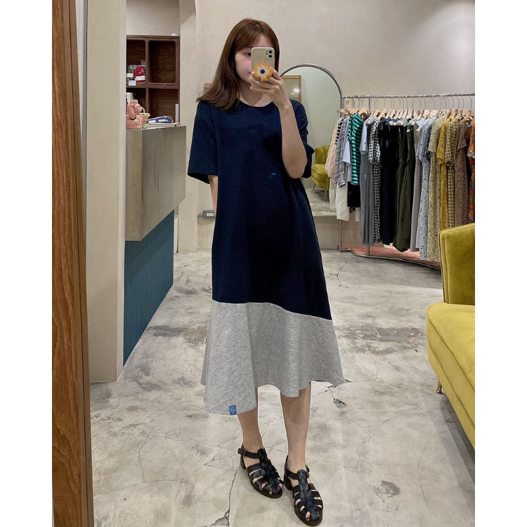 雙層海波浪短袖洋裝