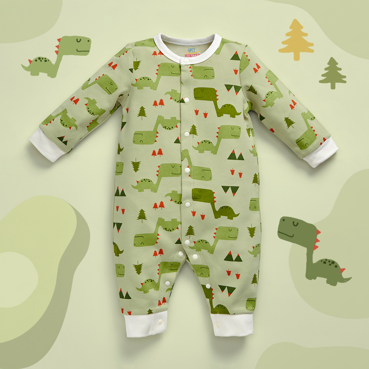 牛油果方包恐龍長袖連身衣