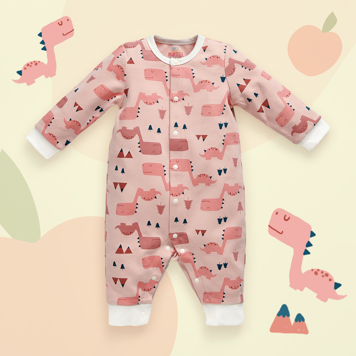 蜜桃方包恐龍長袖連身衣