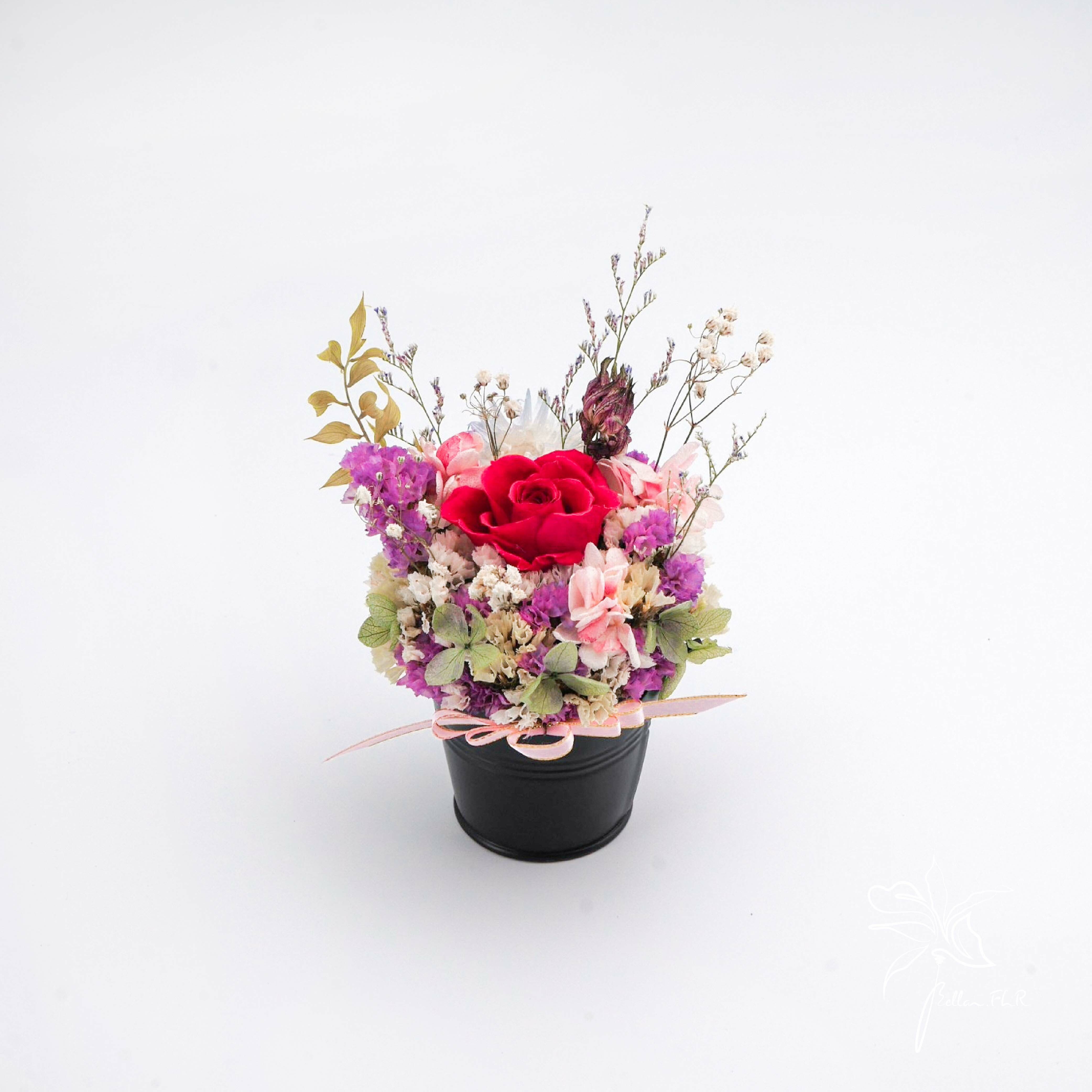 【花田甜】永生乾燥小型盆花-不挑色