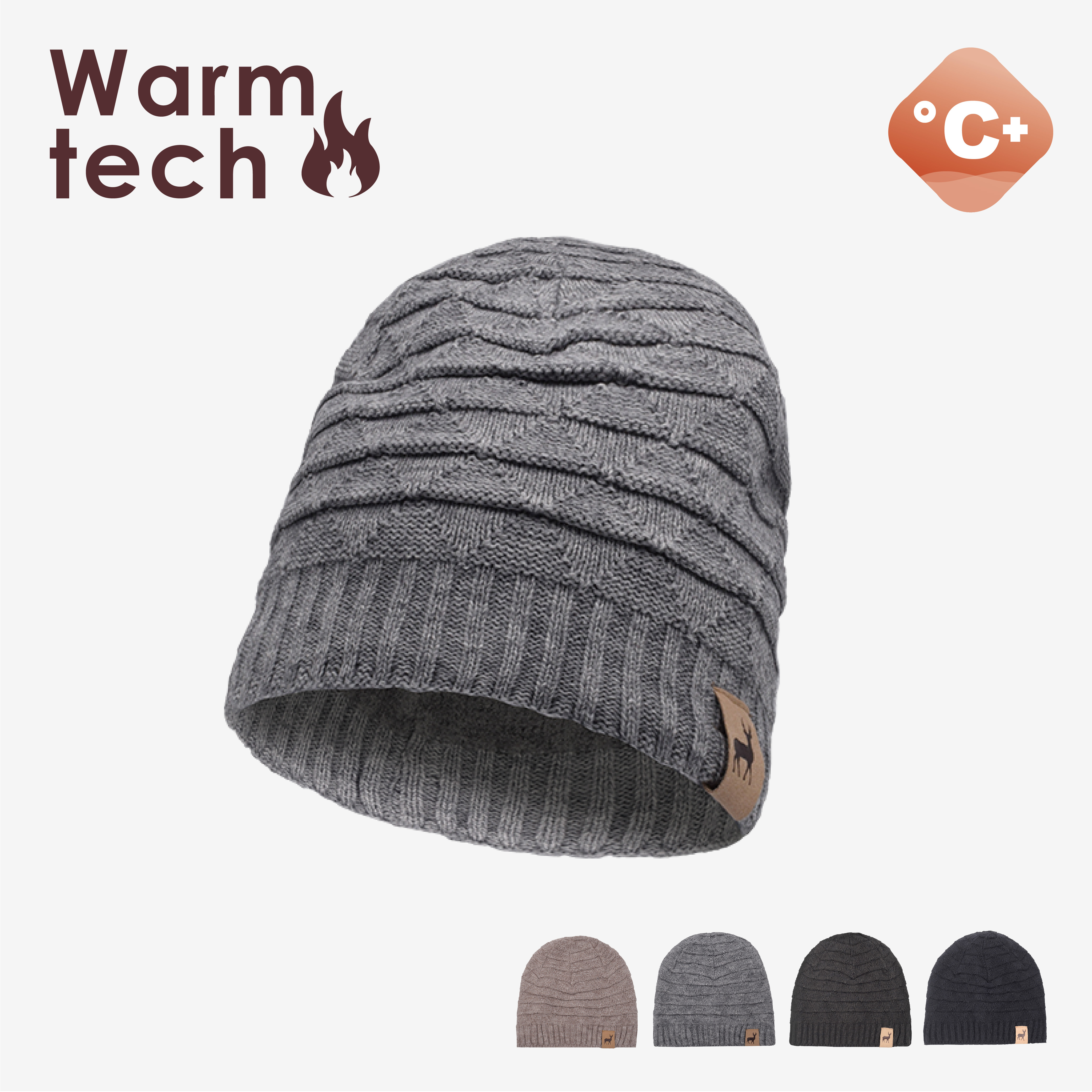 【肌暖】台灣製 三角格紋麂皮標雙層保暖毛帽丨H1520T