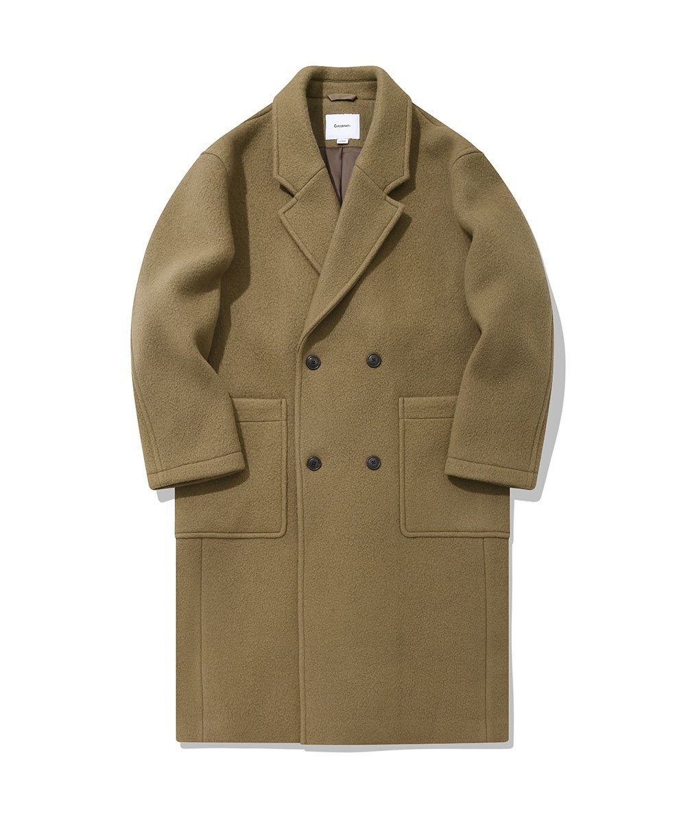 COVERNAT 羊毛 雙層 外套 長版大衣 米色