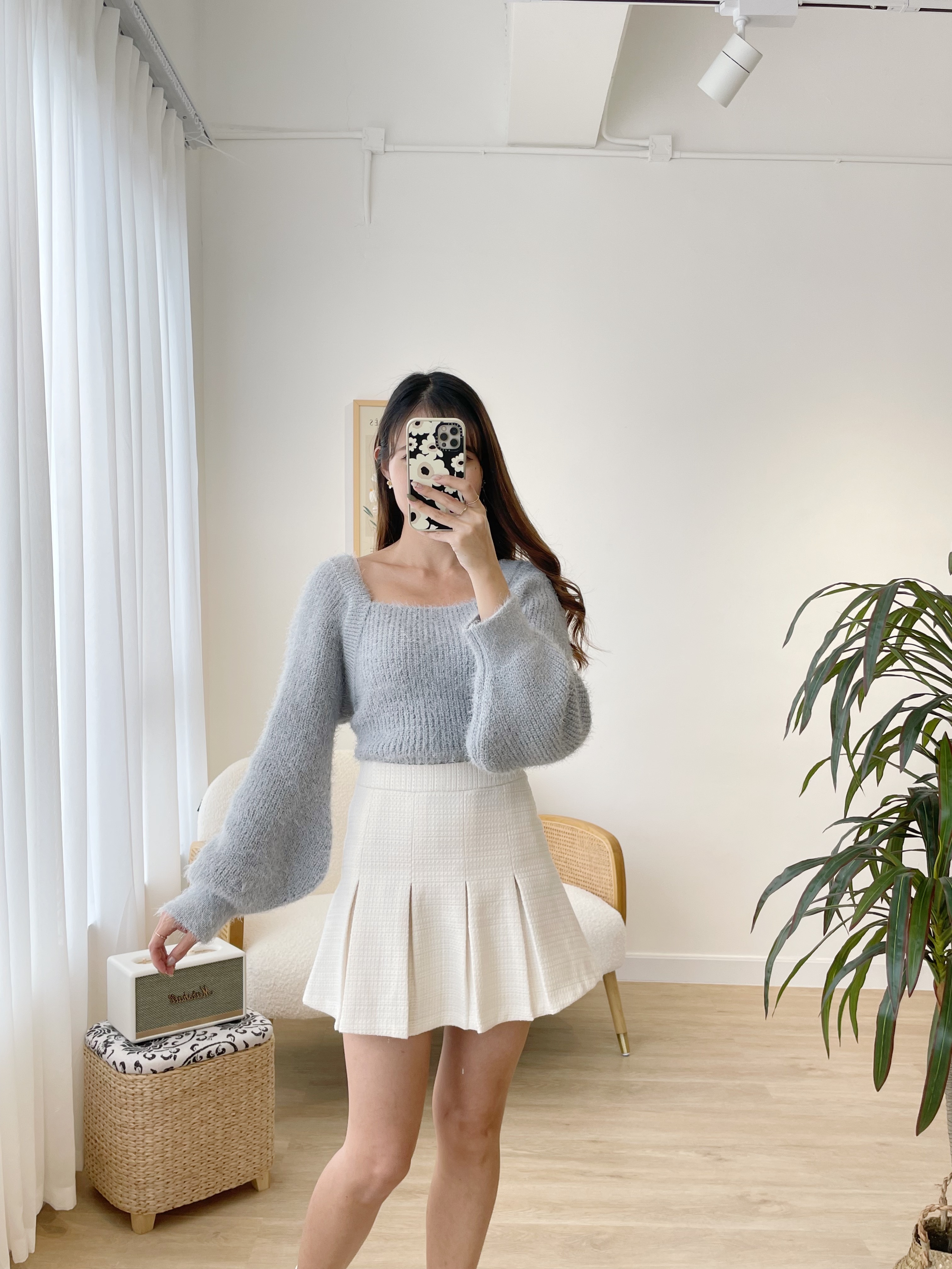 SK215 Coca Pleated Mini Skirt