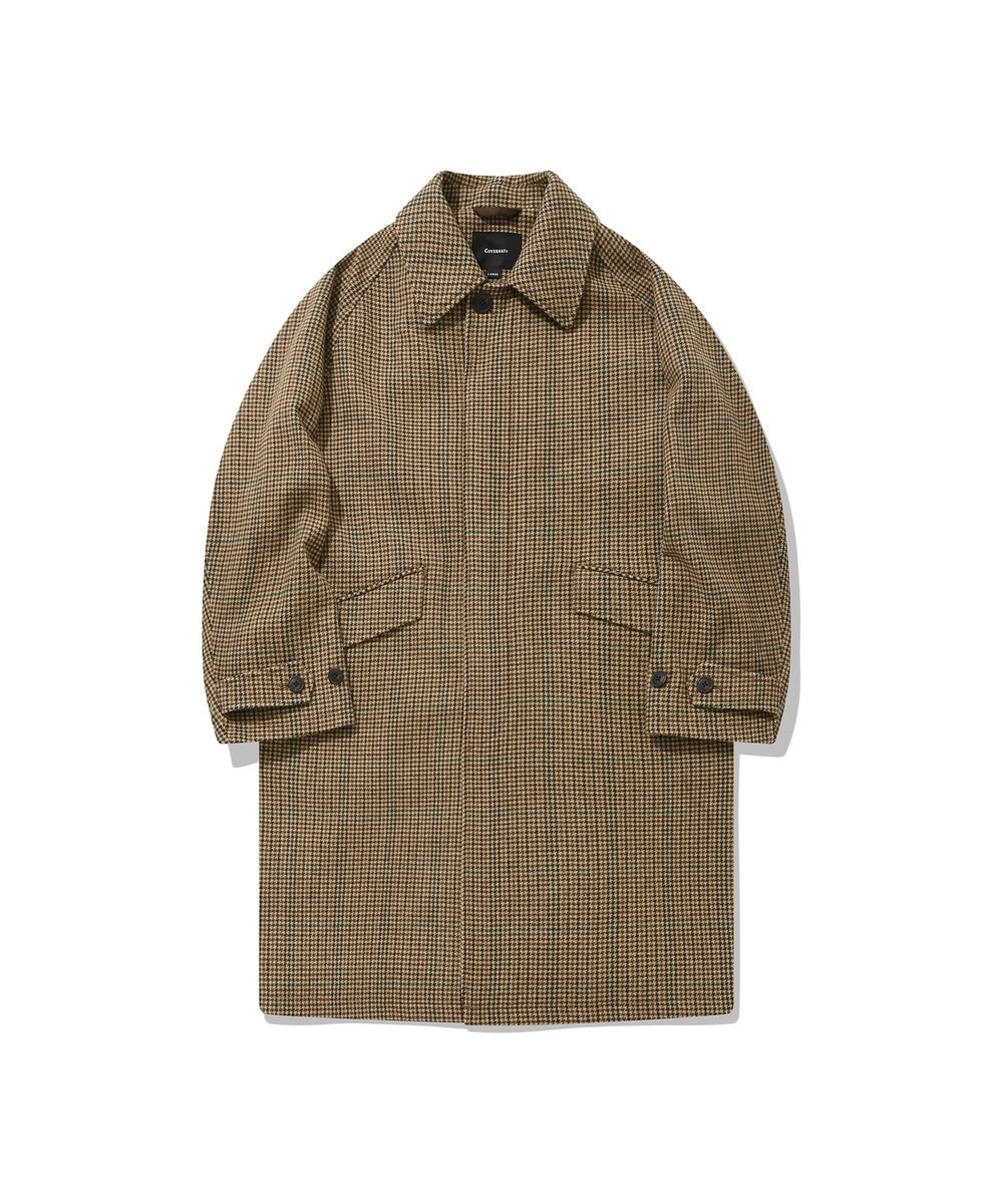 COVERNAT 羊毛 Balmacan  外套 長版大衣 棕色格子