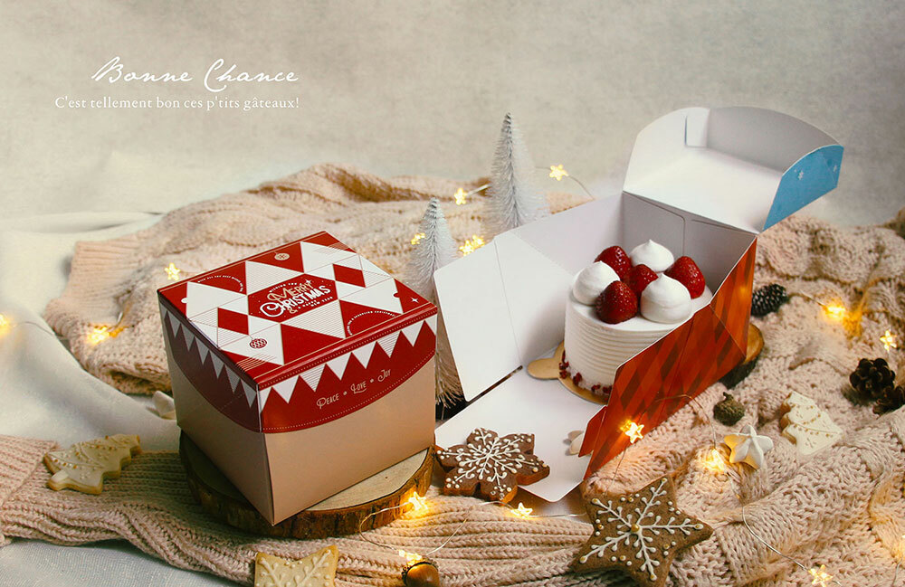 英式點心盒(大)-懷舊聖誕派對 10入/包 11.3*11.3*10cm【3-2912111】