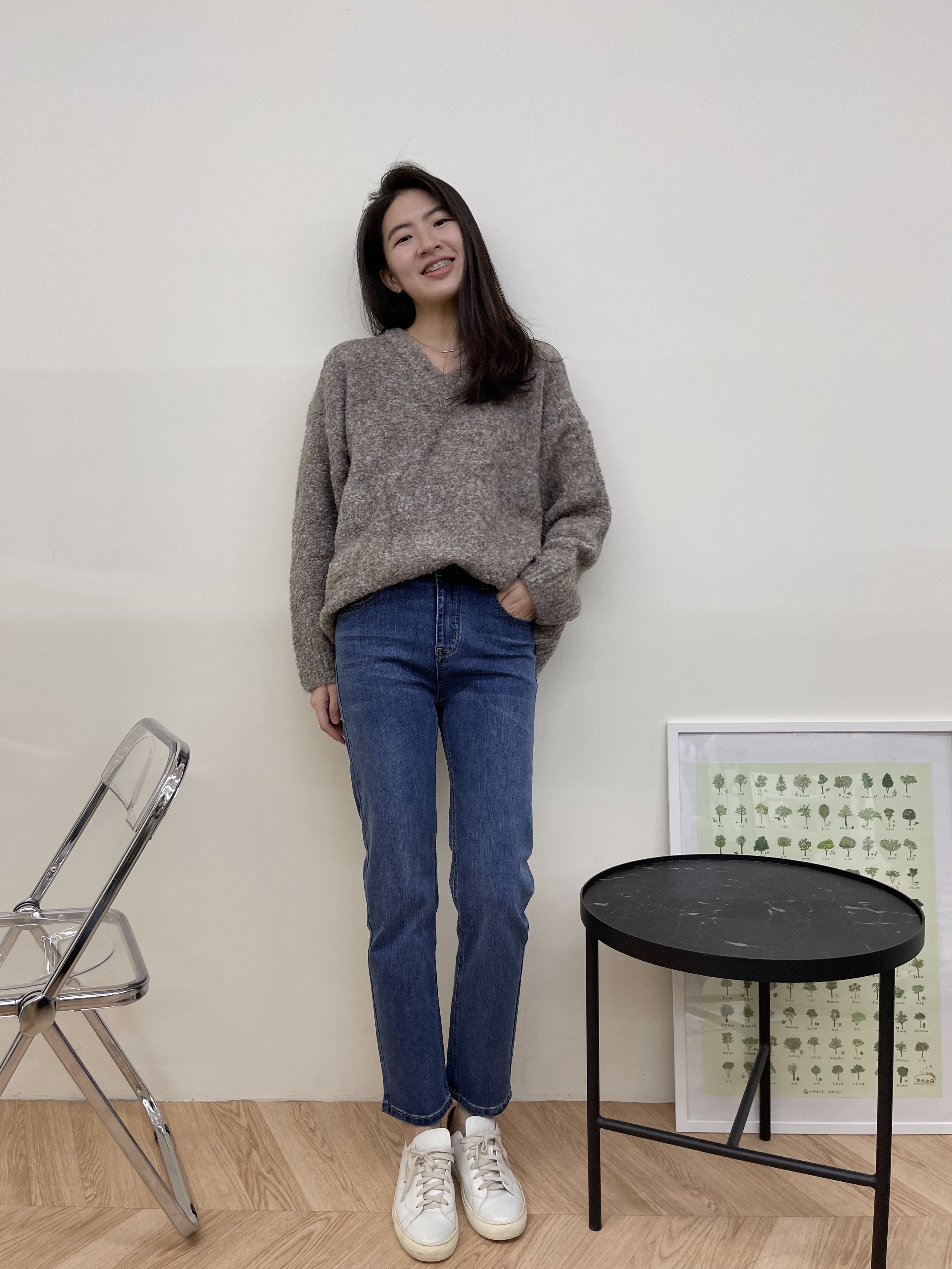 零修圖命定款直筒牛仔褲-深藍