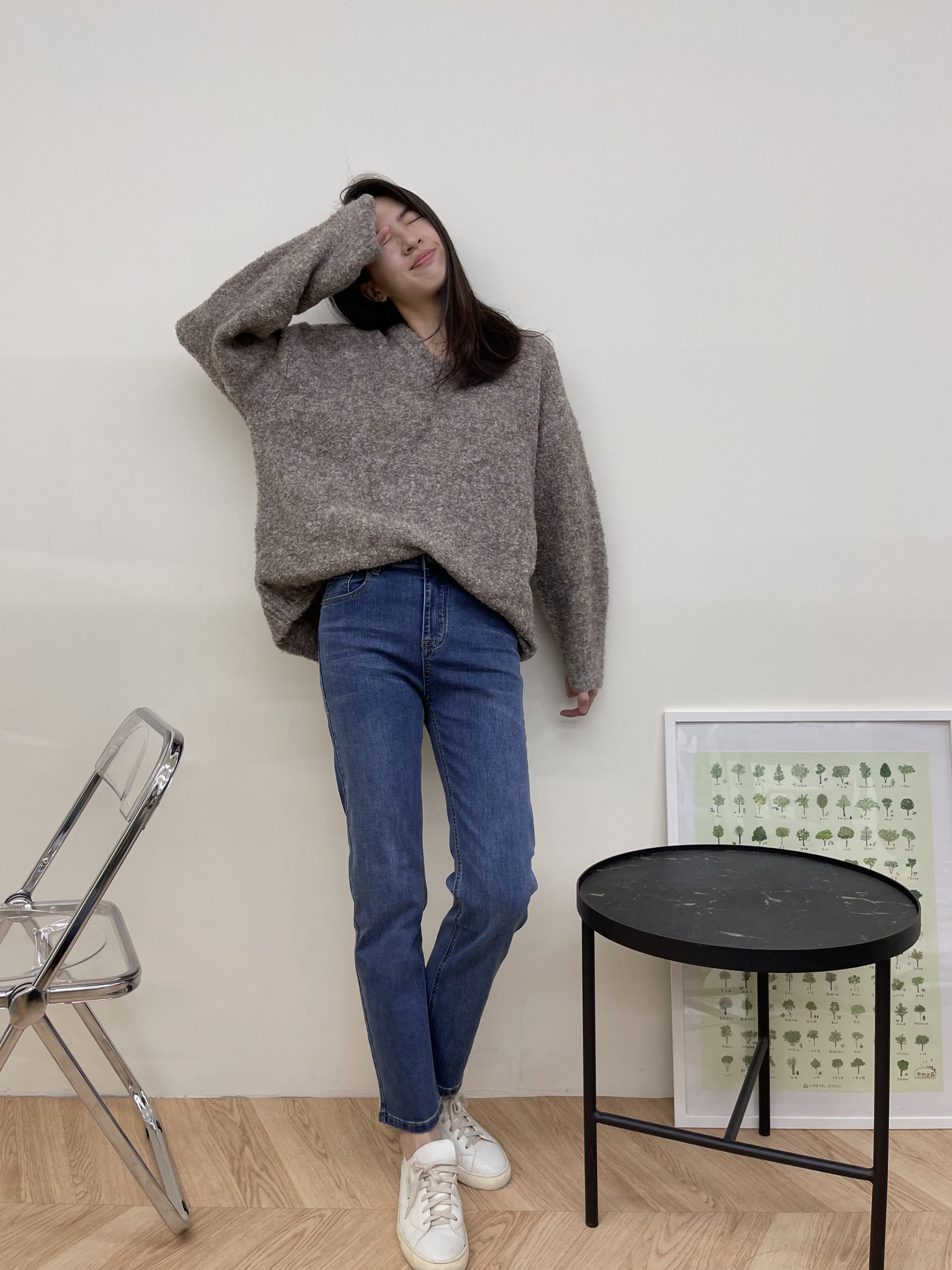 零修圖命定款直筒牛仔褲-深藍