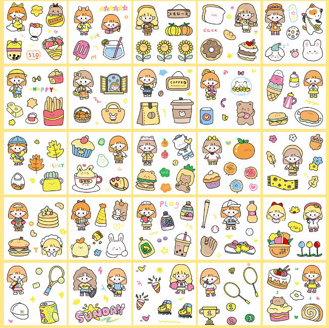 momo酱女孩手账贴纸（25张 包装）